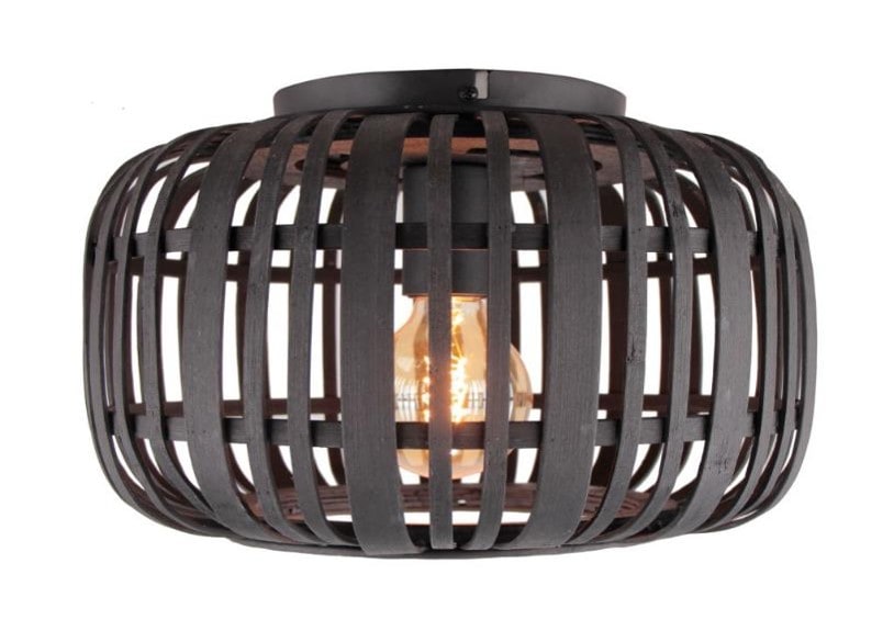 BRILLIANT Deckenleuchte "Woodrow", 1, Ø 32cm H: 22cm, 1 Stk., schwarz, Wohnzimmer, Leuchten, Bambus - Nature Style - dimmbar - Ø 32cm - E27 Fassung