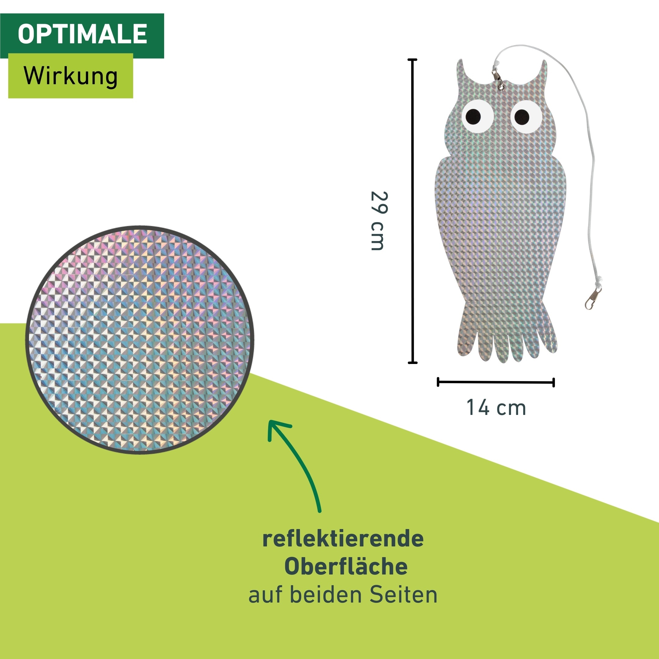Windhager Vogelattrappe »Reflektor aus Kunststoff, Vogelabwehr im Doppelpack« reflektierende Vogelschreck Eule, silber