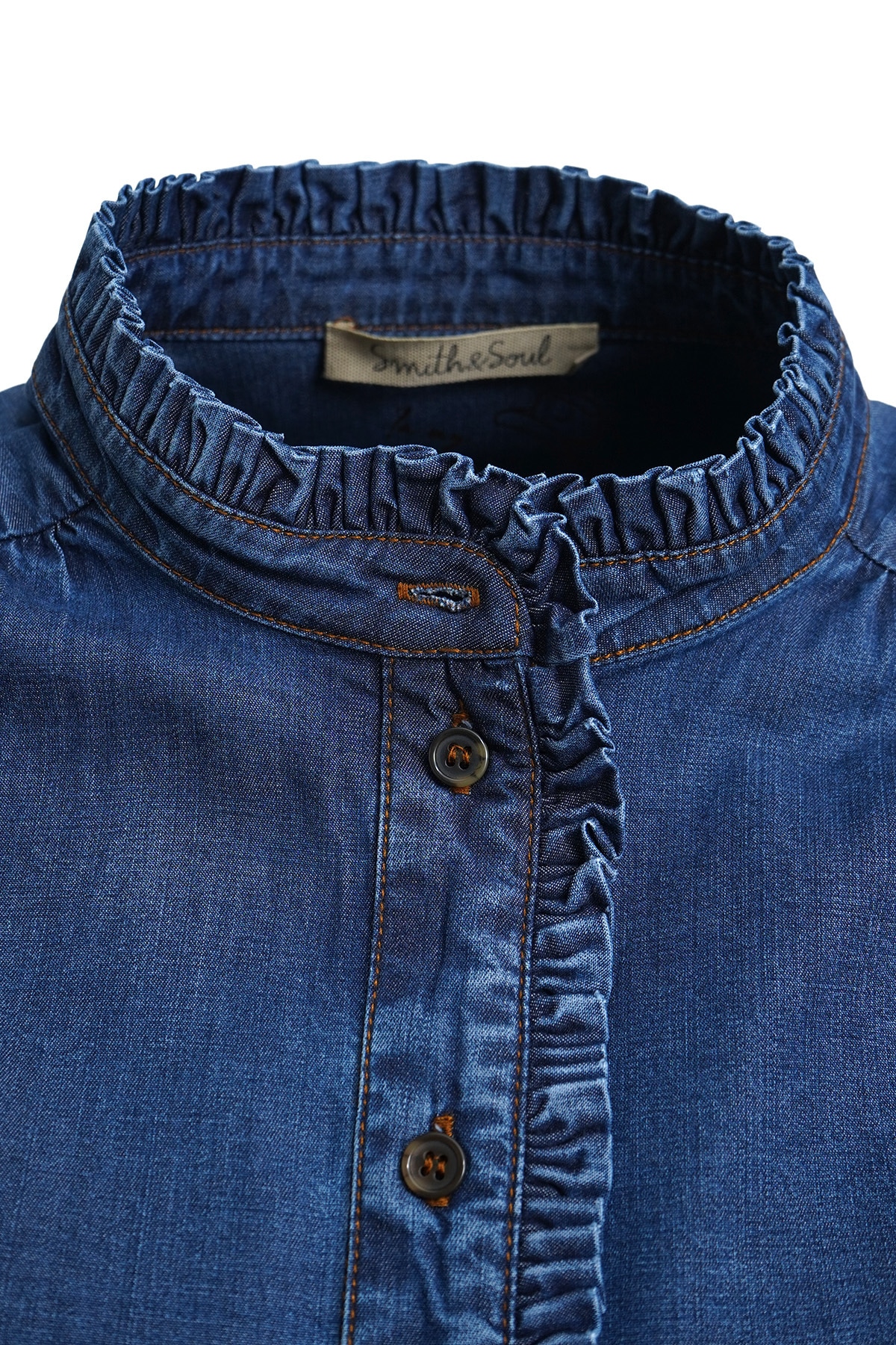 Smith & Soul Jeansbluse mit Rüschen am Ausschnitt