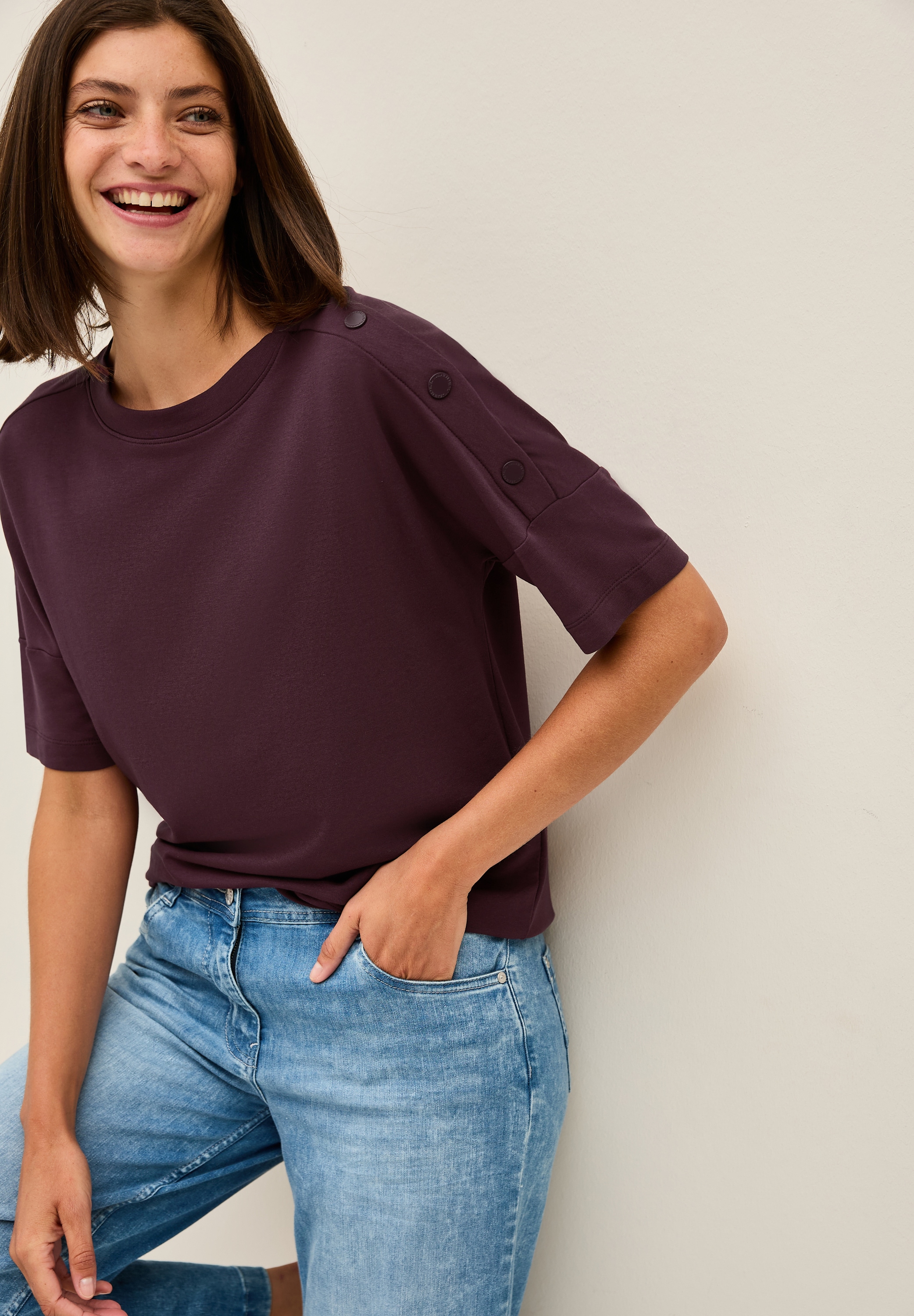 Cecil T-Shirt, mit Knopfdetails günstig online kaufen