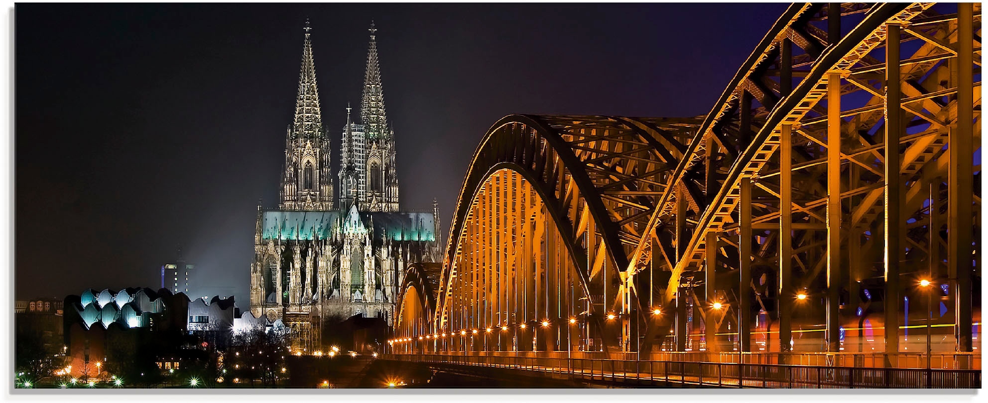 Artland Glasbild "Kölner Dom mit Brücke" Deutschland 1 Stk. tlg. in verschi günstig online kaufen
