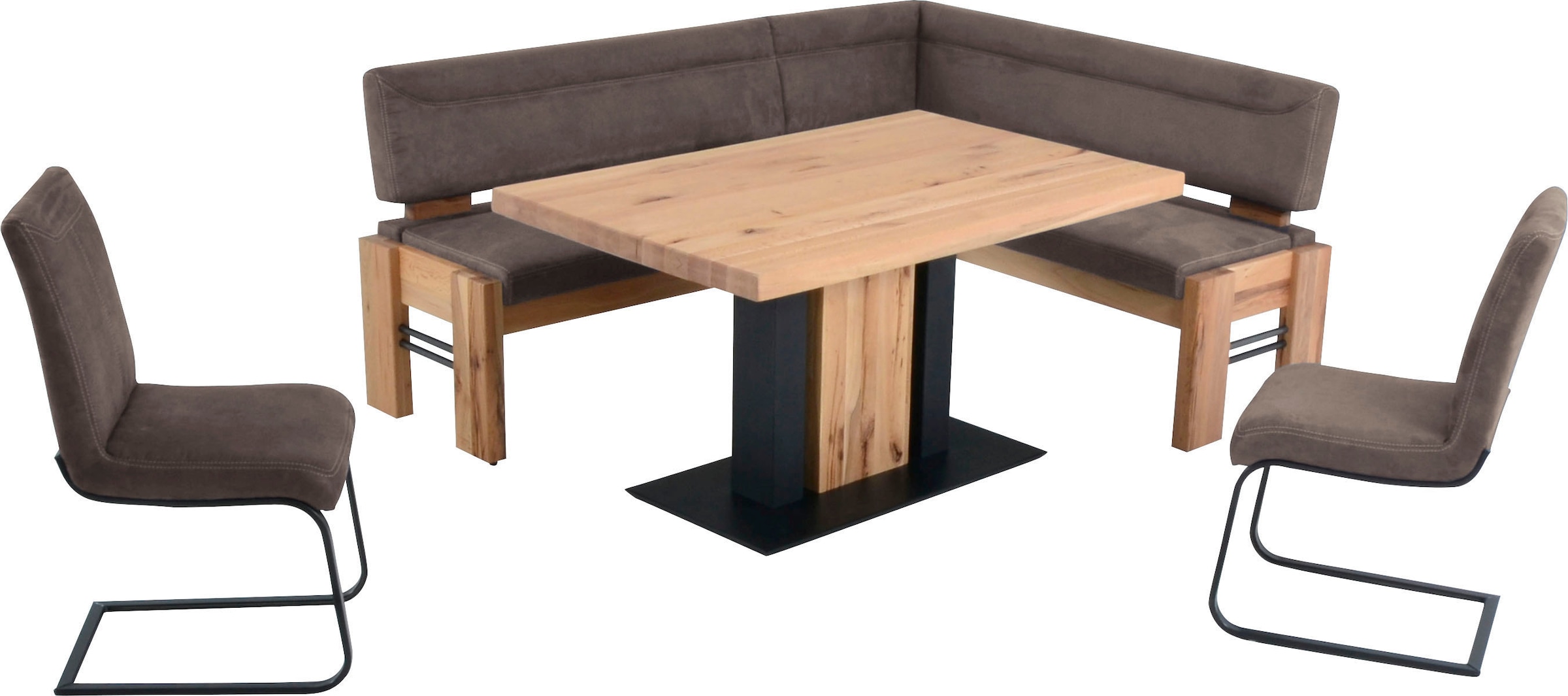 K+W Komfort & Wohnen Eckbankgruppe "Floyd" Set, 5 Stk. tlg. Stauraum-Eckbank, wahlweise rechts oder links langer Schenkel 203cm