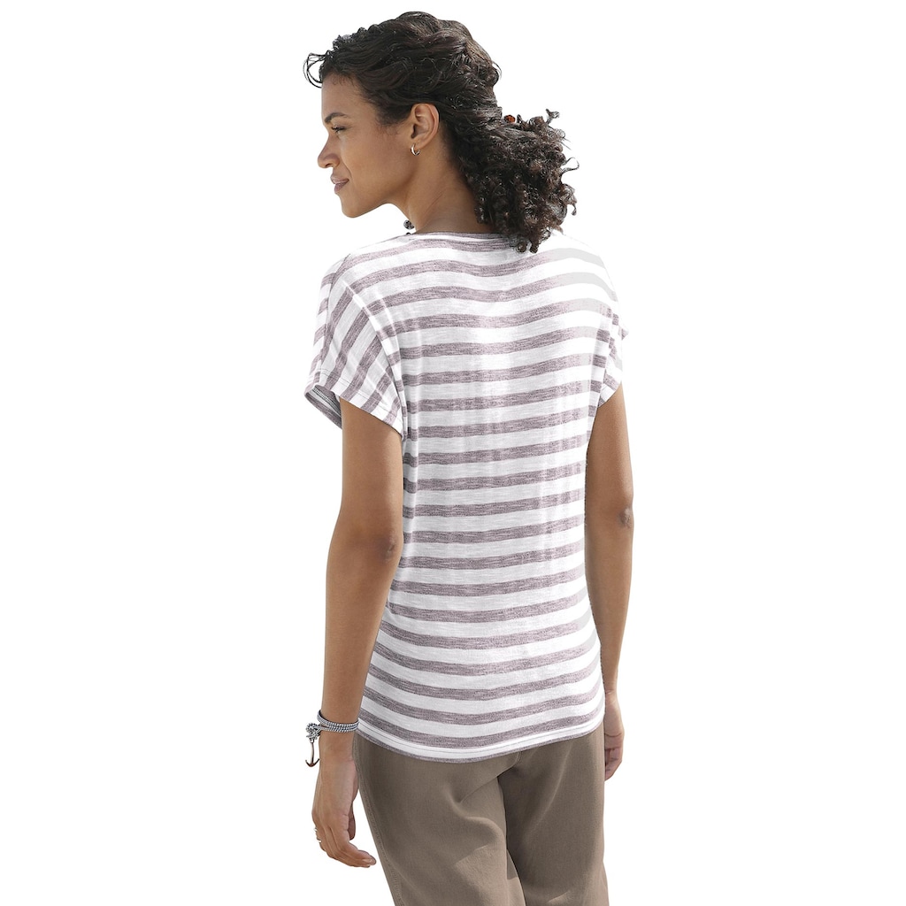 Damenmode Modetrends Casual Looks Kurzarmshirt »Shirt«, (1 tlg.) taupe-gestreift