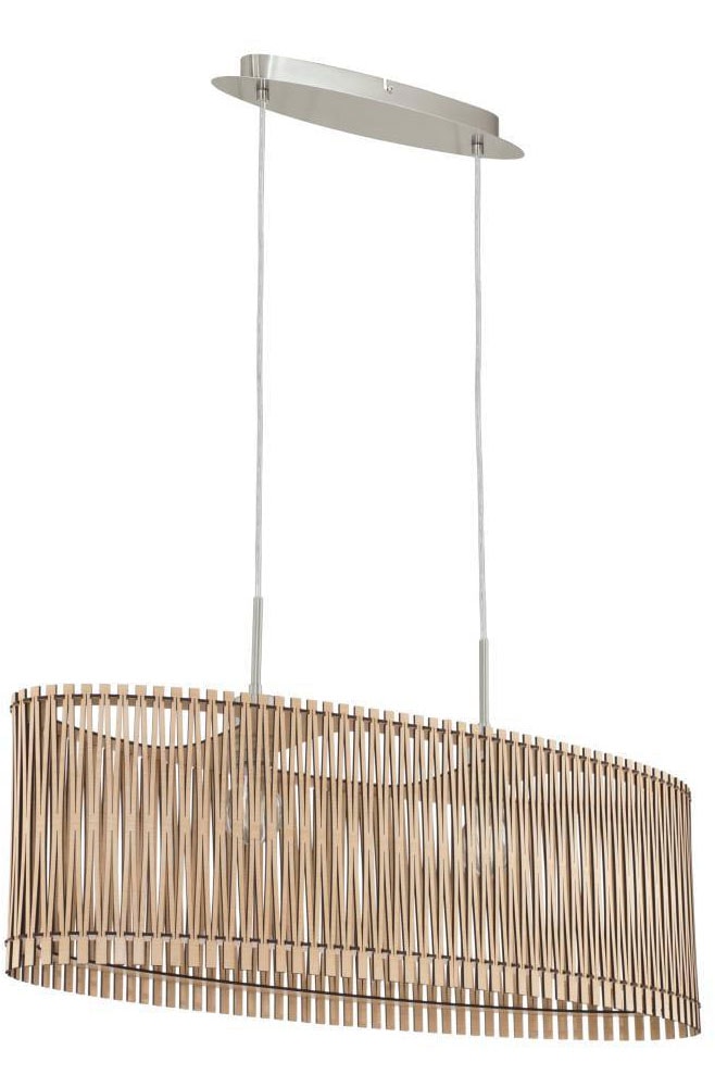 EGLO Hängeleuchte »SENDERO Pendellampe, Stahl und Holz, E27, IP20, Wohnzimmerlampe, Lampe« E27 1 Stk. Hängeleuchte, L77,5 x B25 x H130, nickel-matt, 2X60W exkl.