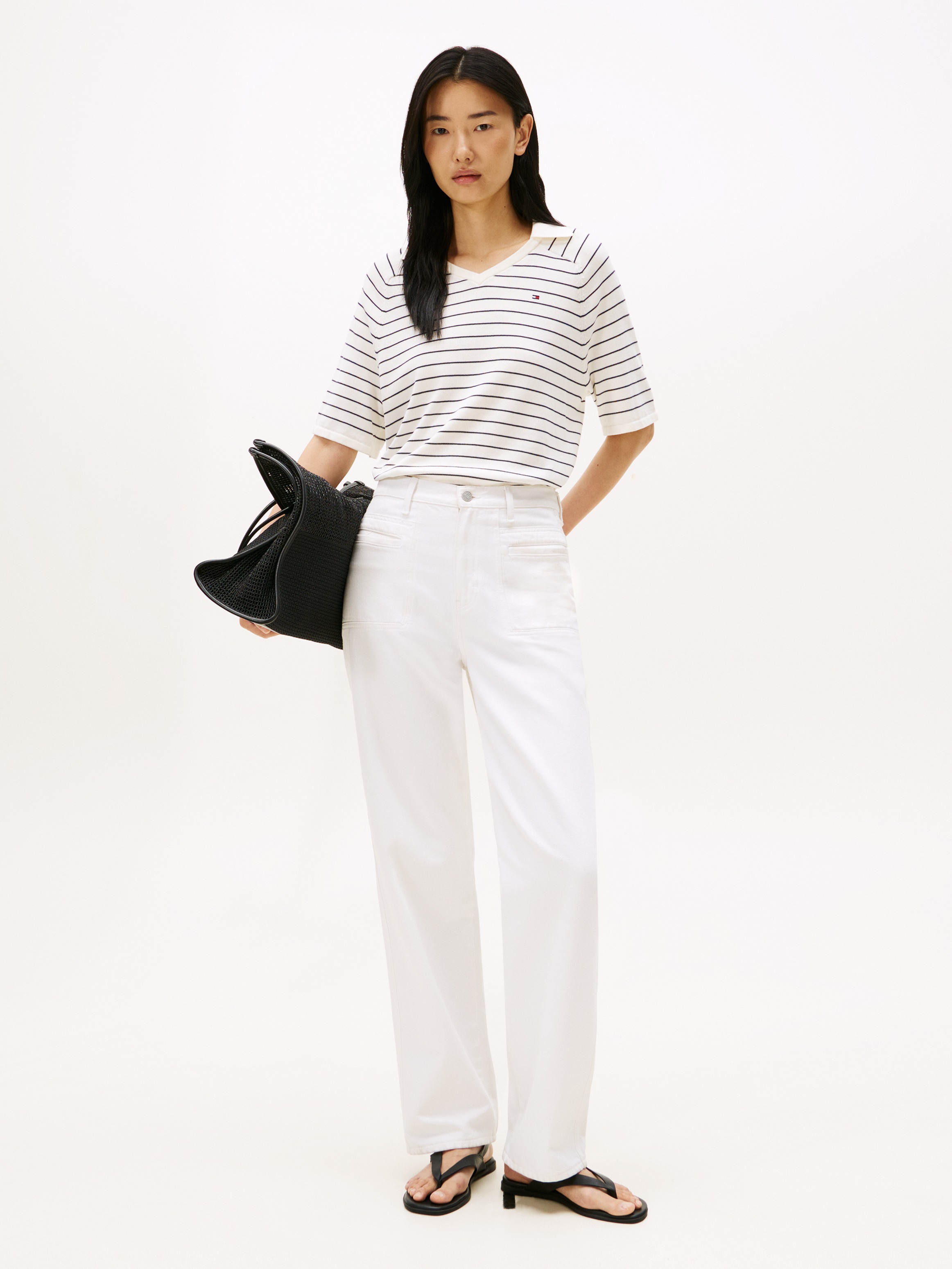 Thumbnail - Tommy Hilfiger Strickpullover "CO JERSEY STCH POLO V-NK S/S SWT"