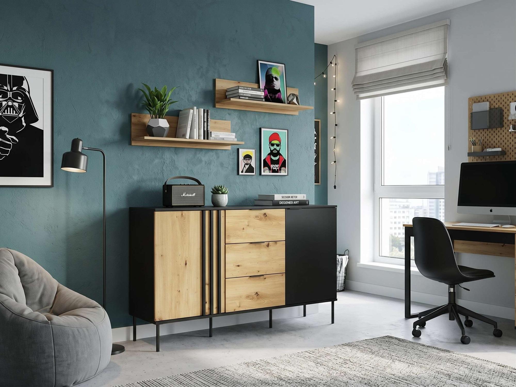 OTTO home Kommode »AELLOR Sideboard mit 3 Schubladen und 2 Türen, viel Stauraum« Schubkastenkommode mit 4 Fächer, modernes Design