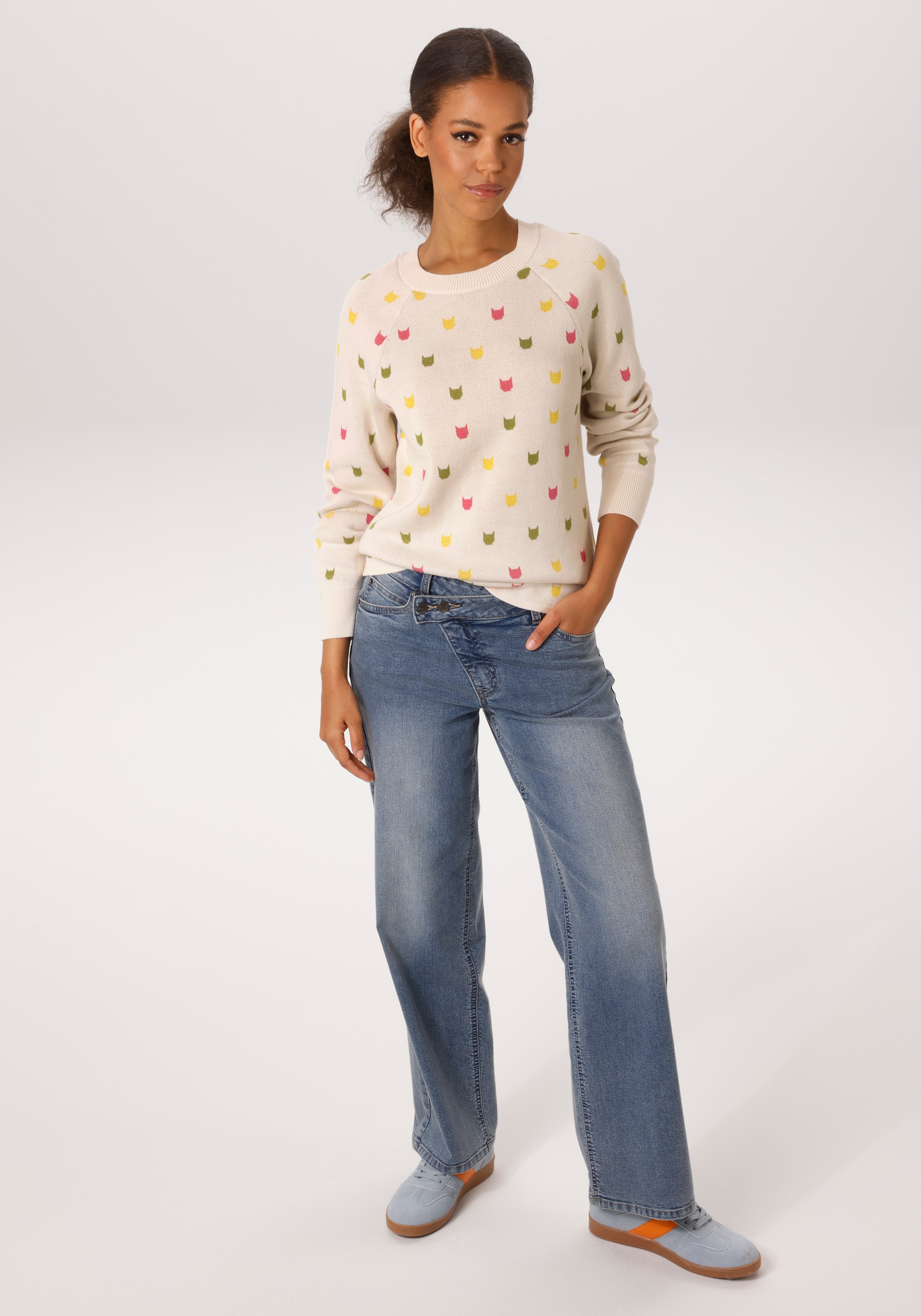Aniston Casual Women's Knit Pullover Light Beige Size 42 3