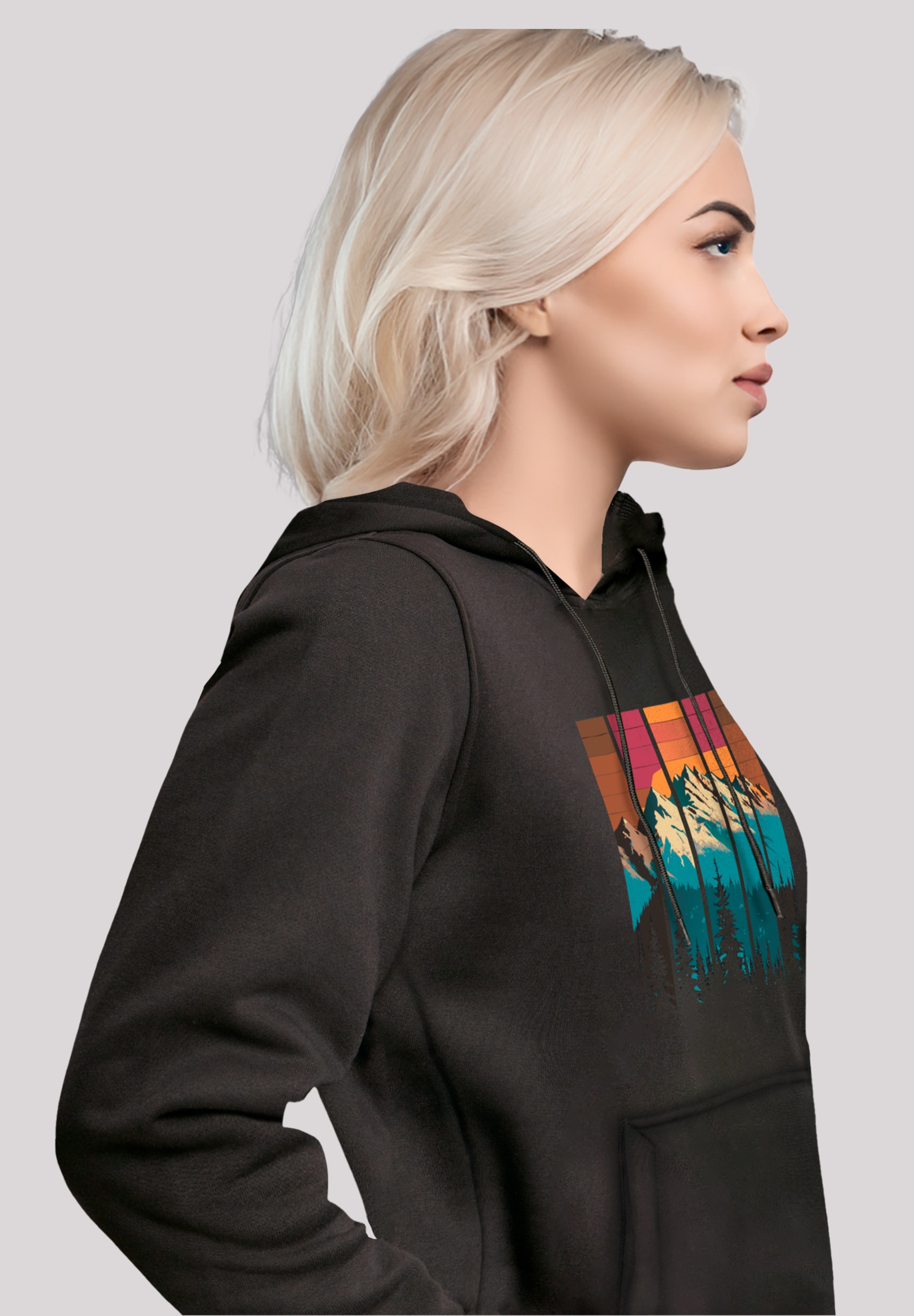 F4NT4STIC Kapuzenpullover »Berg Sonnenuntergang Retro«, Premium Qualität