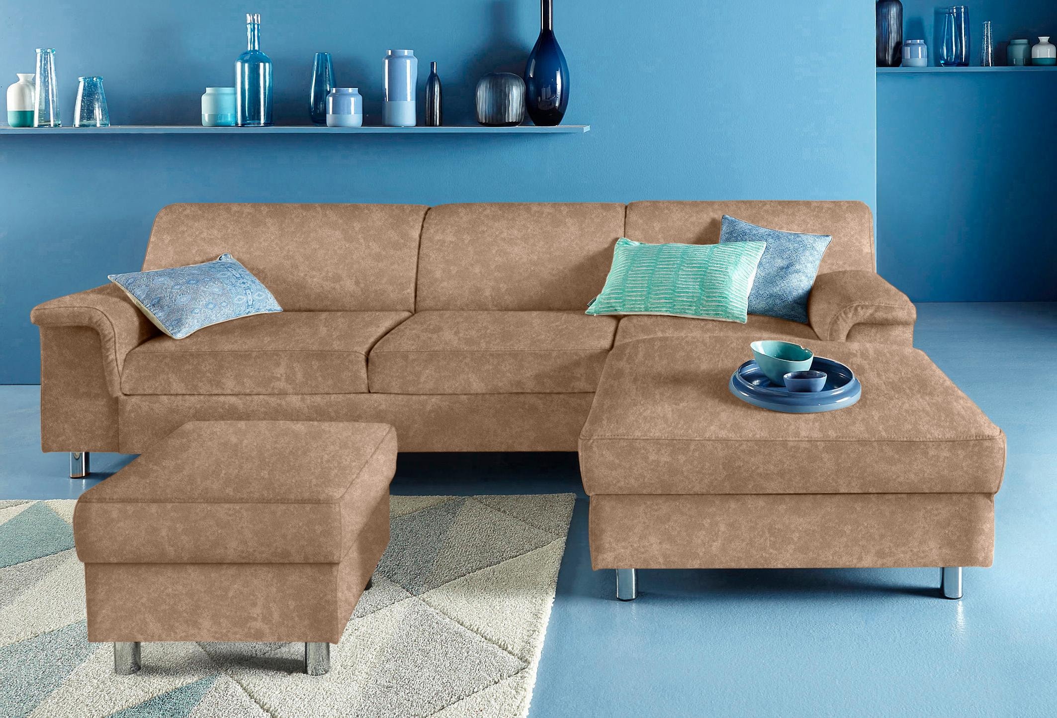 INOSIGN Ecksofa "Jamie, modern und elegant, Fußhöhe 9cm, L-Form,", wahlweis günstig online kaufen