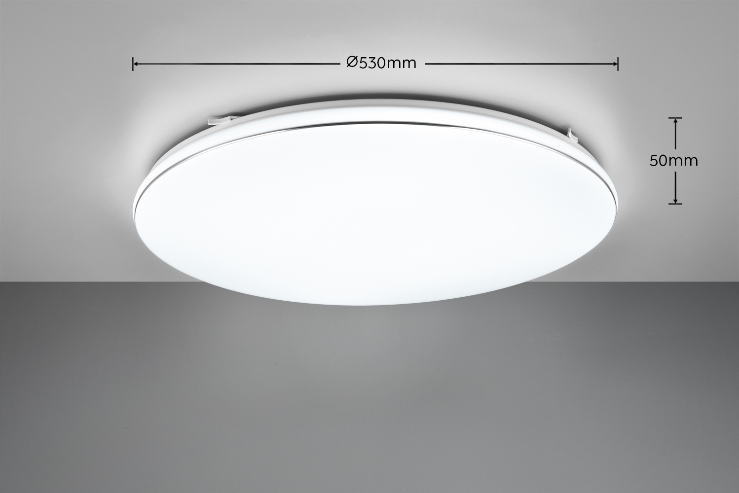 REALITY Leuchten LED Deckenleuchte »BLANCA, elegant schlichte weiße LED Deckenlampe mit Ø 53cm, kaltweiß«, 1 flammig, Leuchtmittel LED-Board | LED fest integriert, 3-Stufen dimmbar über Wandschalter, Deckenlampe für Büro Flur Treppe