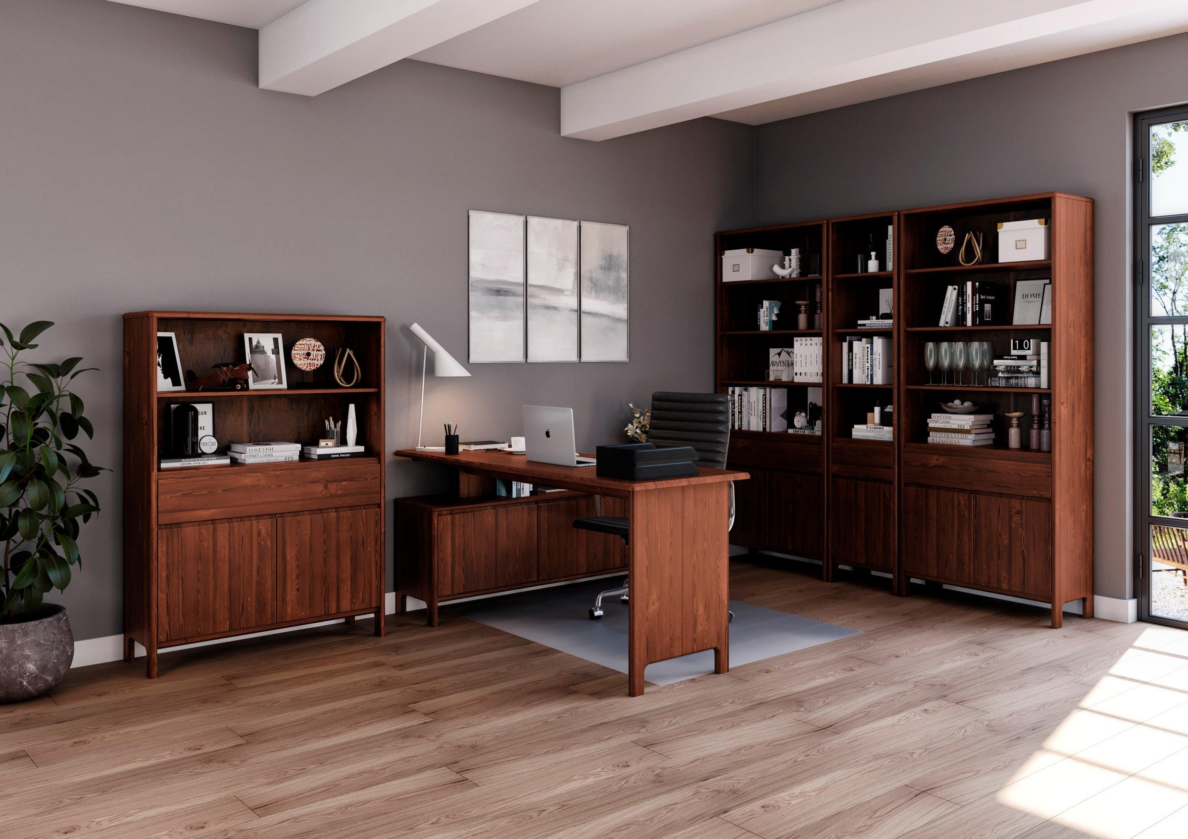 OTTO home Schreibtisch "Luven, aus Massivholz" in 2 Breiten, variable Nutzu günstig online kaufen