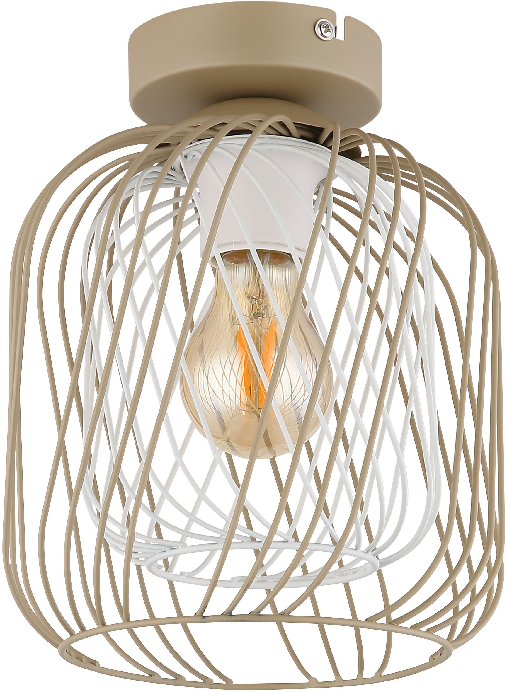 GLOBO LIGHTING Deckenleuchte »DICHTI«, Leuchtmittel E27 | ohne Leuchtmittel, Deckenlampe/sandfarben/Metallgeflecht/ø: 180mm/
