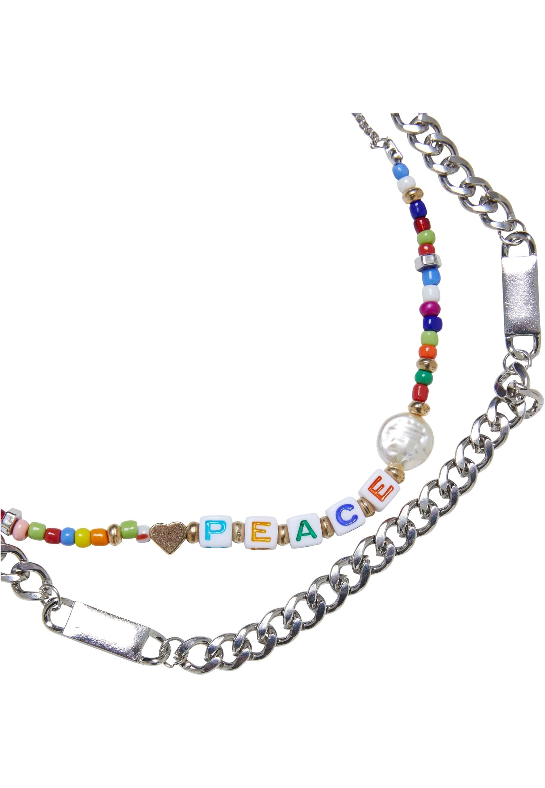 URBAN CLASSICS Edelstahlkette »Urban Classics Unisex Peace Bead Layering Necklace 2-Pack«