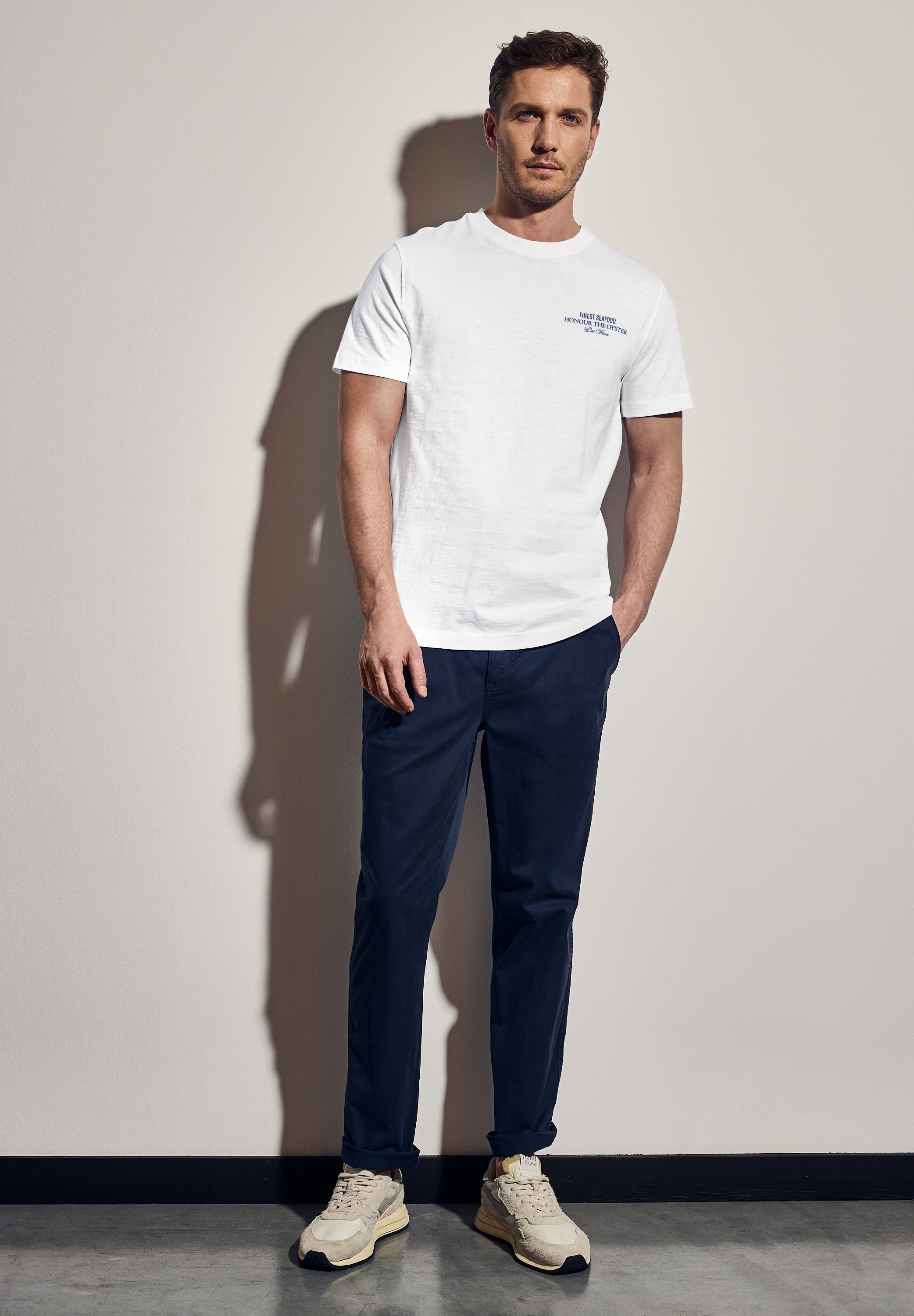 T-Shirt STREET ONE MEN, Damen, Gr. 3XL, weiß (hellweiß), Web, 100% Baumwolle, unifarben, normal normal, Rundhals, abgesteppt, Shirts T-Shirt, aus reiner Baumwolle 2