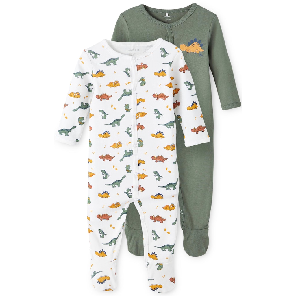 Name It Schlafoverall »NBMNIGHTSUIT 2P W/F LAUREL DINO«, (Packung, 2 tlg.)