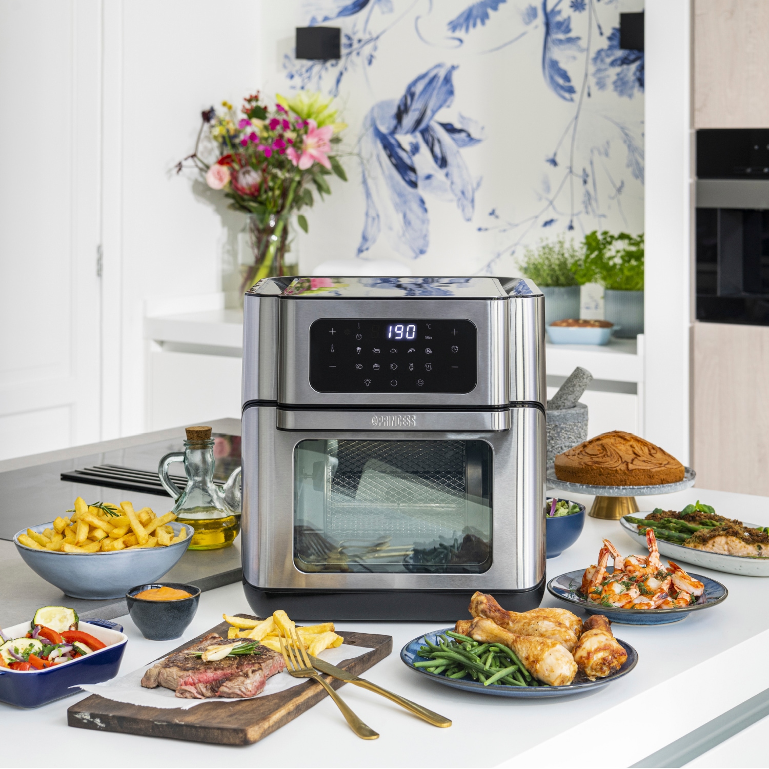 PRINCESS Heißluftfritteuse "182065" 1500 W Fassungsvermögen 10 l inkl. Roti günstig online kaufen