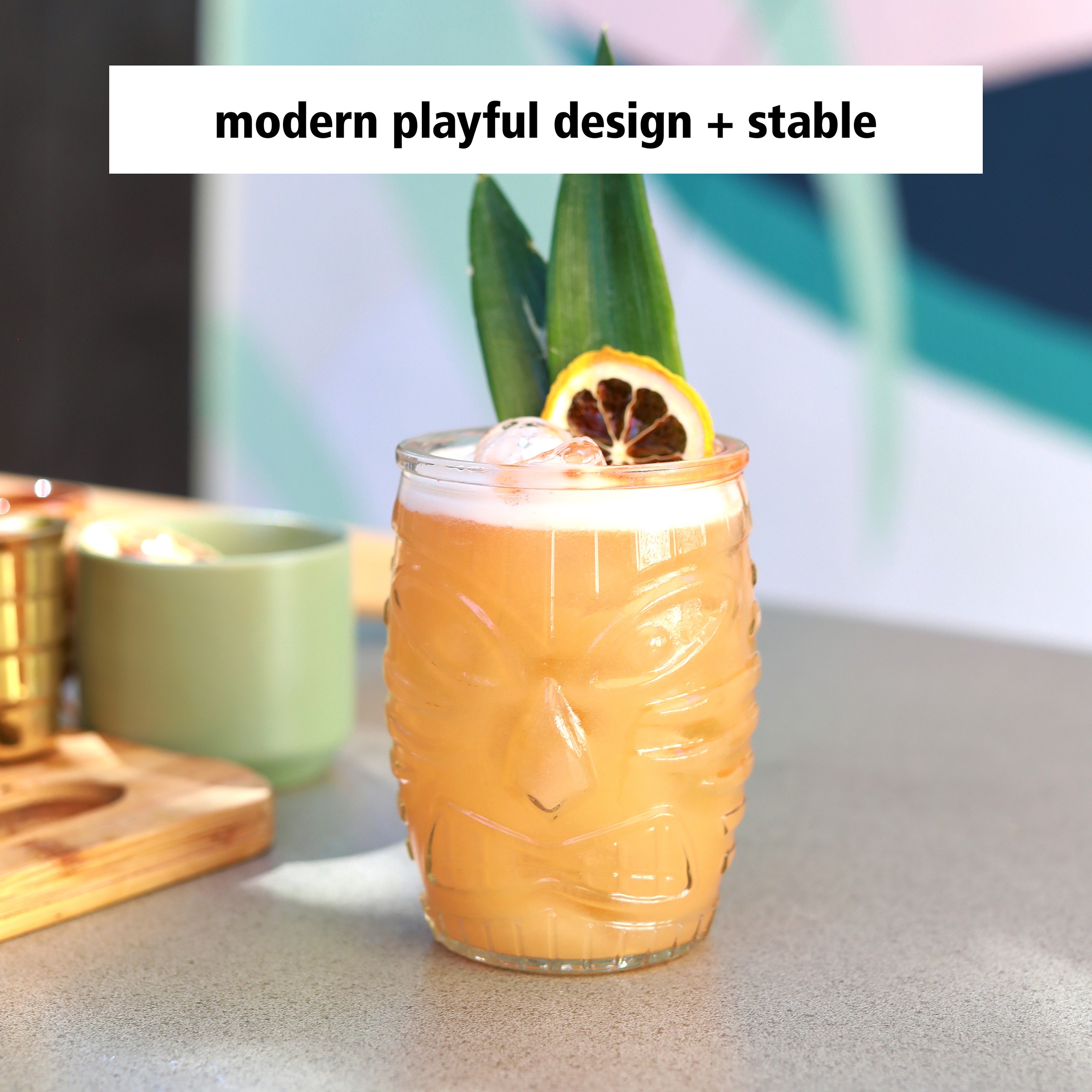 LIBBEY Cocktailglas »Libbey Trinkglas, 12er Set -TIKI- von polynesischer Kunst inspiriert«, (Set, 12 tlg.), 473 ml, hochwertig verarbeitet, im charakteristischen Design