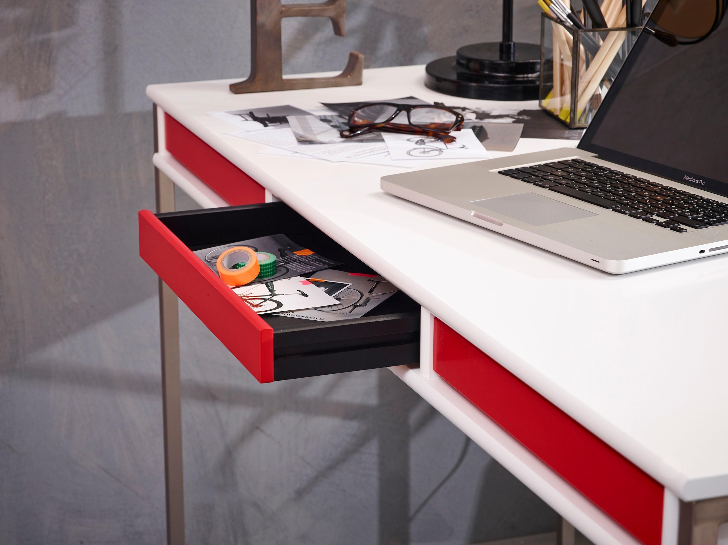 Hammel Furniture Schreibtisch »Mistral Bürotisch, Arbeitstisch, Tisch, Computertisch«, mit Gestell, B: 137,4 cm, Designmöbel