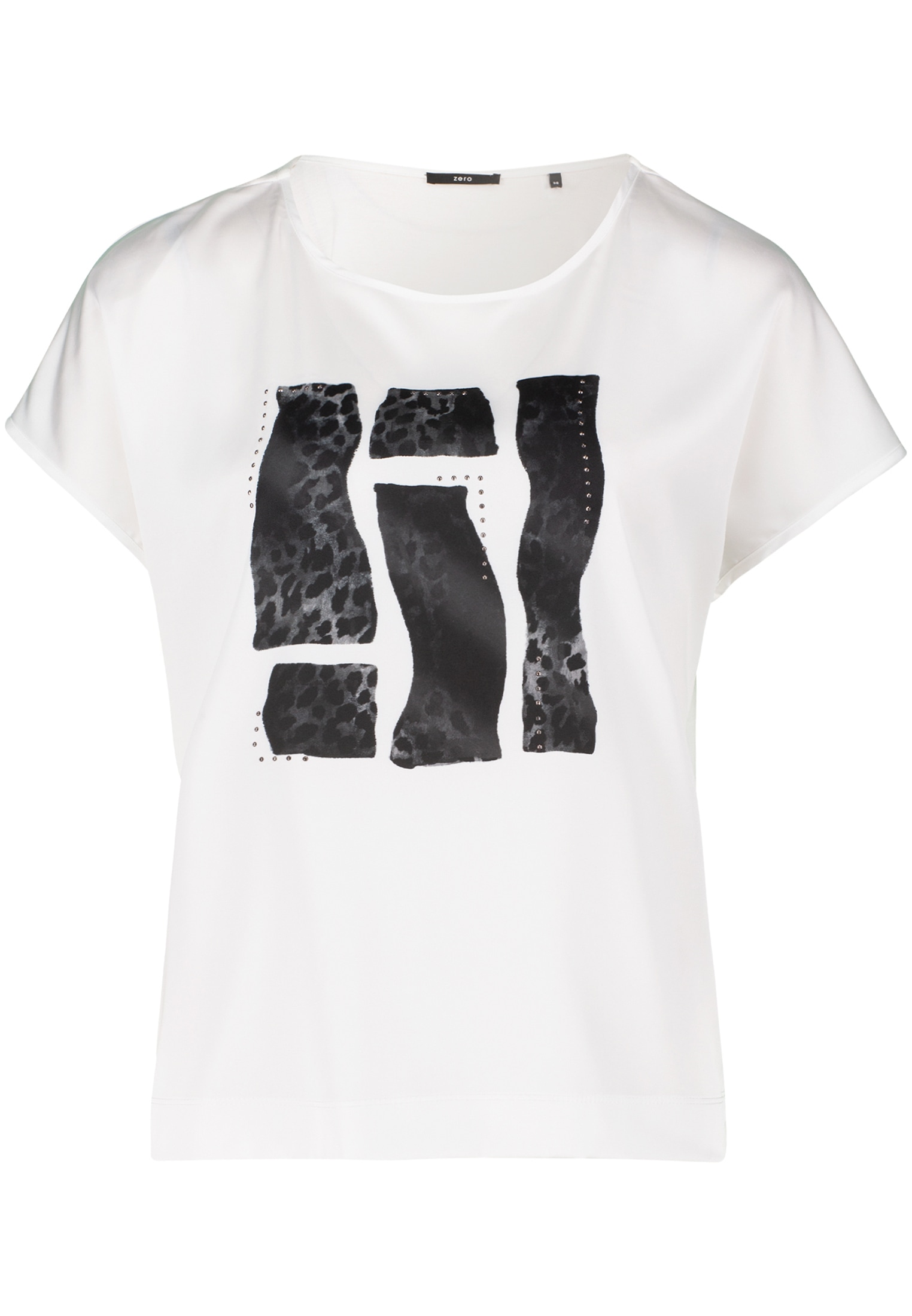 Zero Kurzarmshirt »zero Satinshirt mit Glitzersteinen«, (1 tlg.), Ziersteine