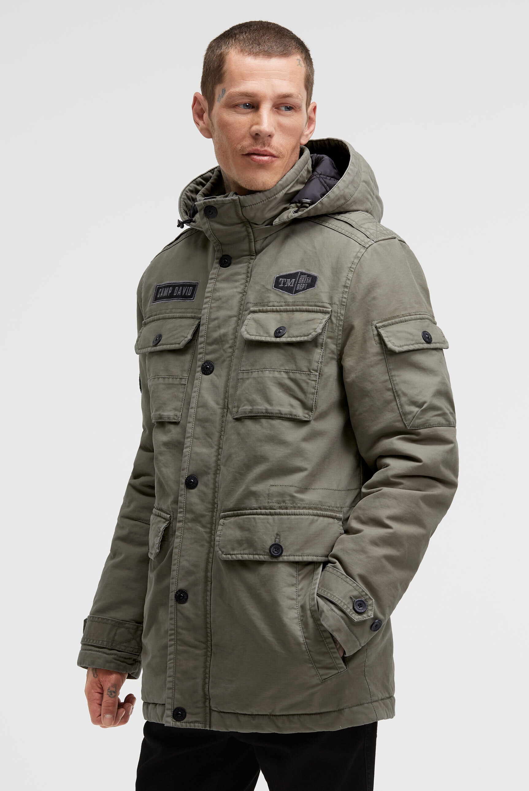 CAMP DAVID Fieldjacket mit Kapuze mit Tunnelband in der Taille günstig online kaufen