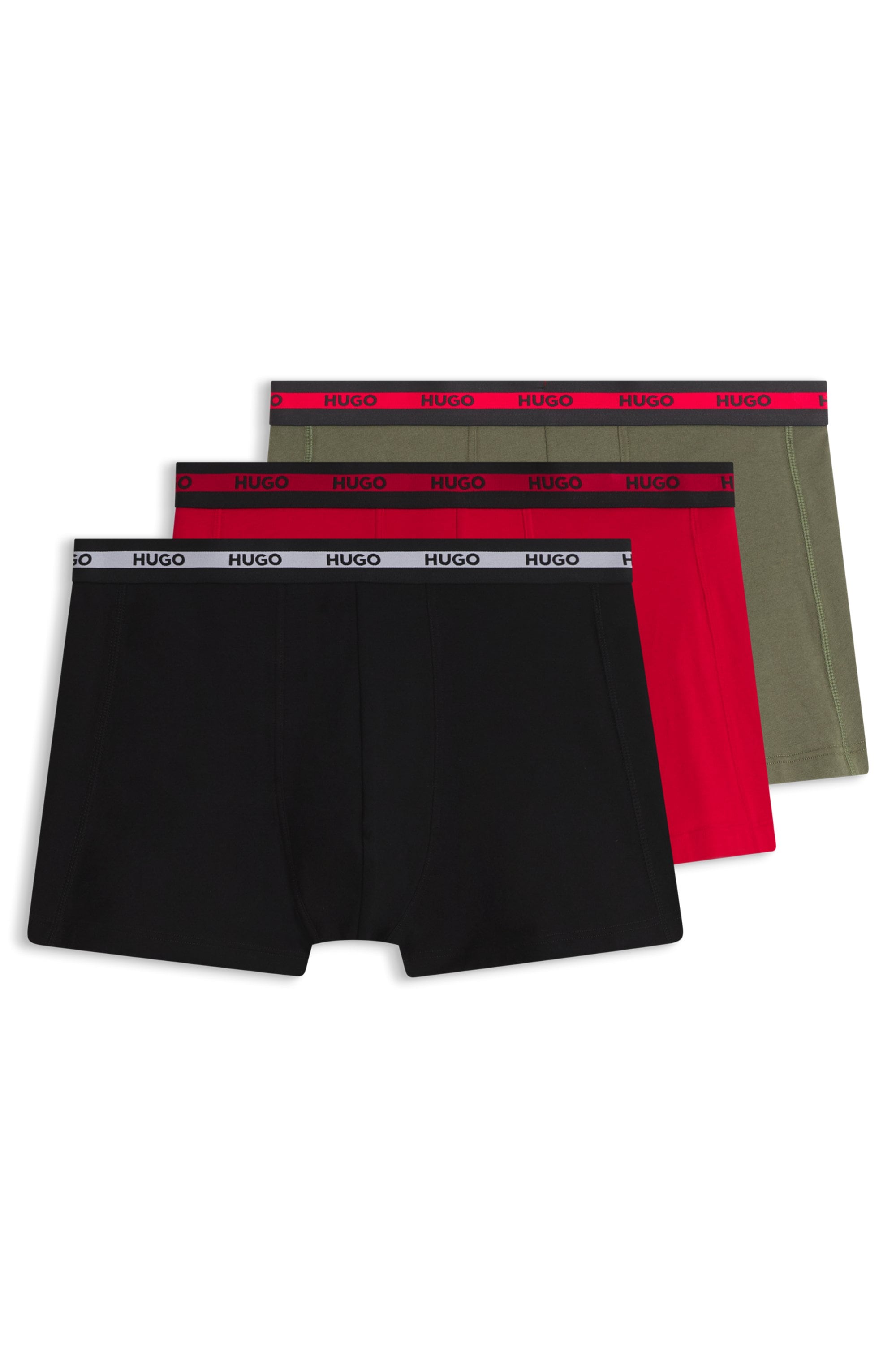 HUGO Underwear Trunk "TRIPLET PLANET" 3 Stk. Logos am elastischen Bund, mittlere Bundhöhe