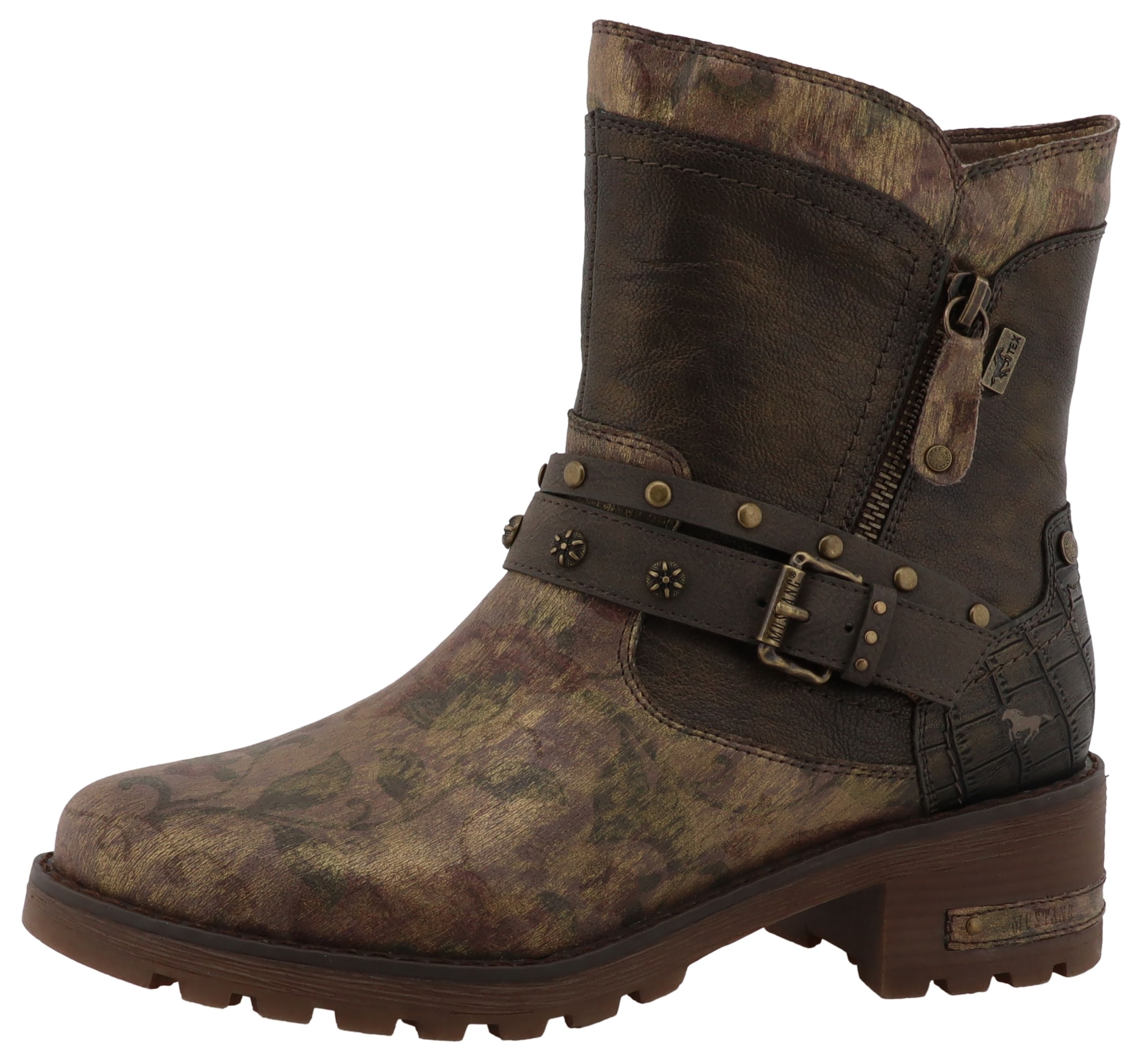 Mustang Shoes Winterboots "Haukea" Biker Boots mit Blockabsatz günstig online kaufen