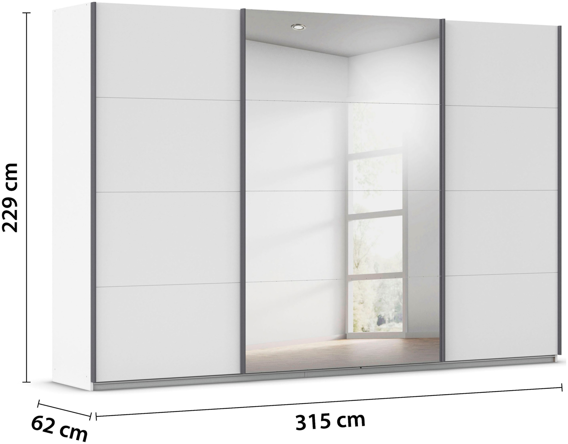 rauch Schwebetürenschrank »Kleiderschrank Schrank Garderobe AGORDO«, (in zwei Griff-Farben), Top Innenausstattung, in 4 Breiten und 2 Höhen MADE IN GERMANY