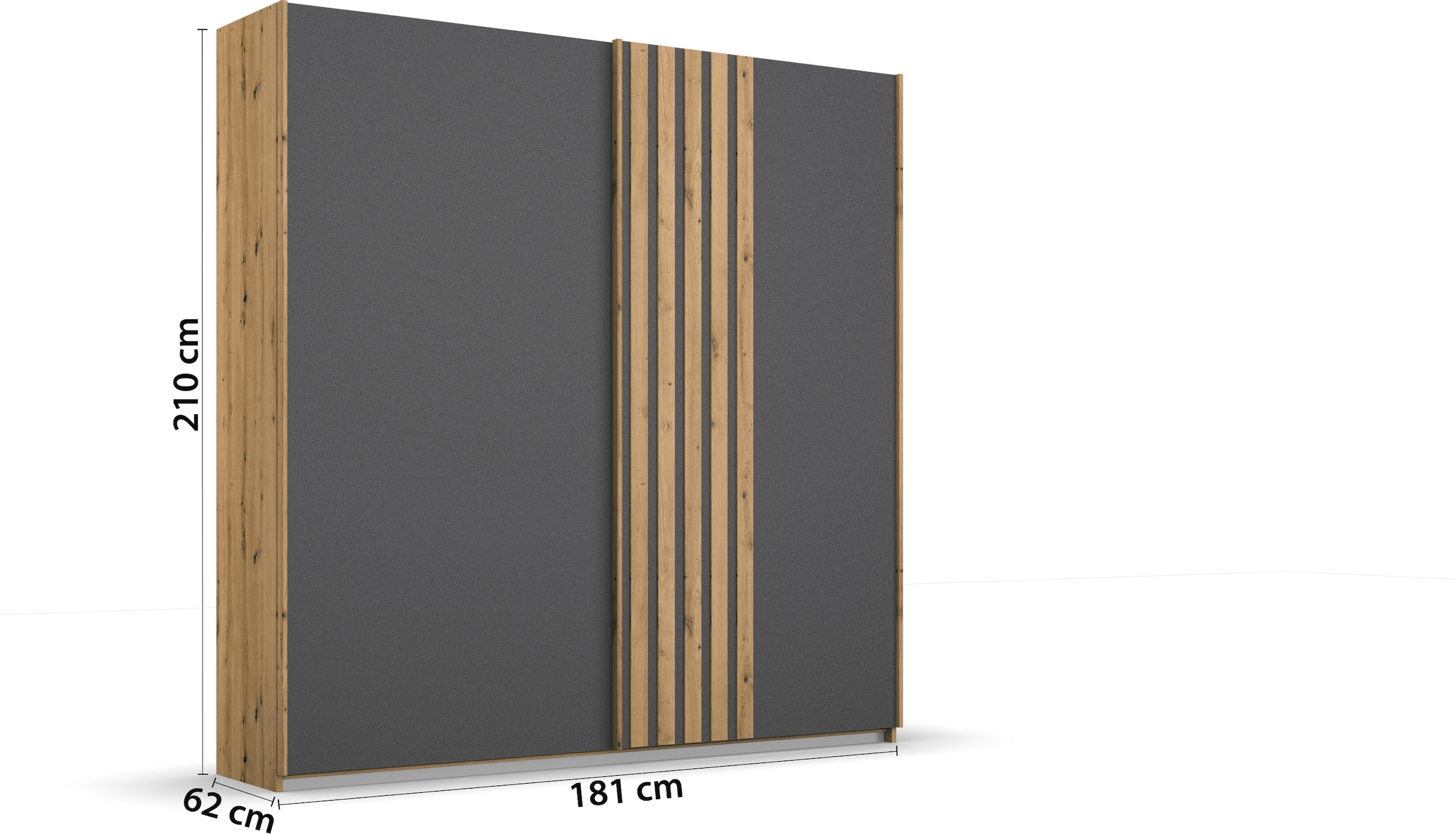 rauch Schwebetürenschrank »Kleiderschrank Schrank Garderobe MOSBACH«, moderne Lamellen-Auflage in 3D Akustikpaneel Optik MADE IN GERMANY