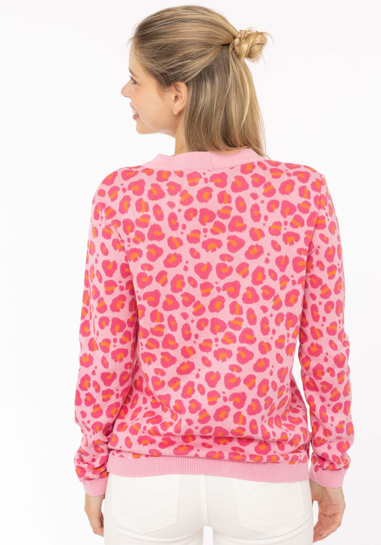 Thumbnail - Zwillingsherz Strickjacke ""Gestrickter-Leo"" mit Knöpfen, mit Leomuster aus reiner Baumwolle