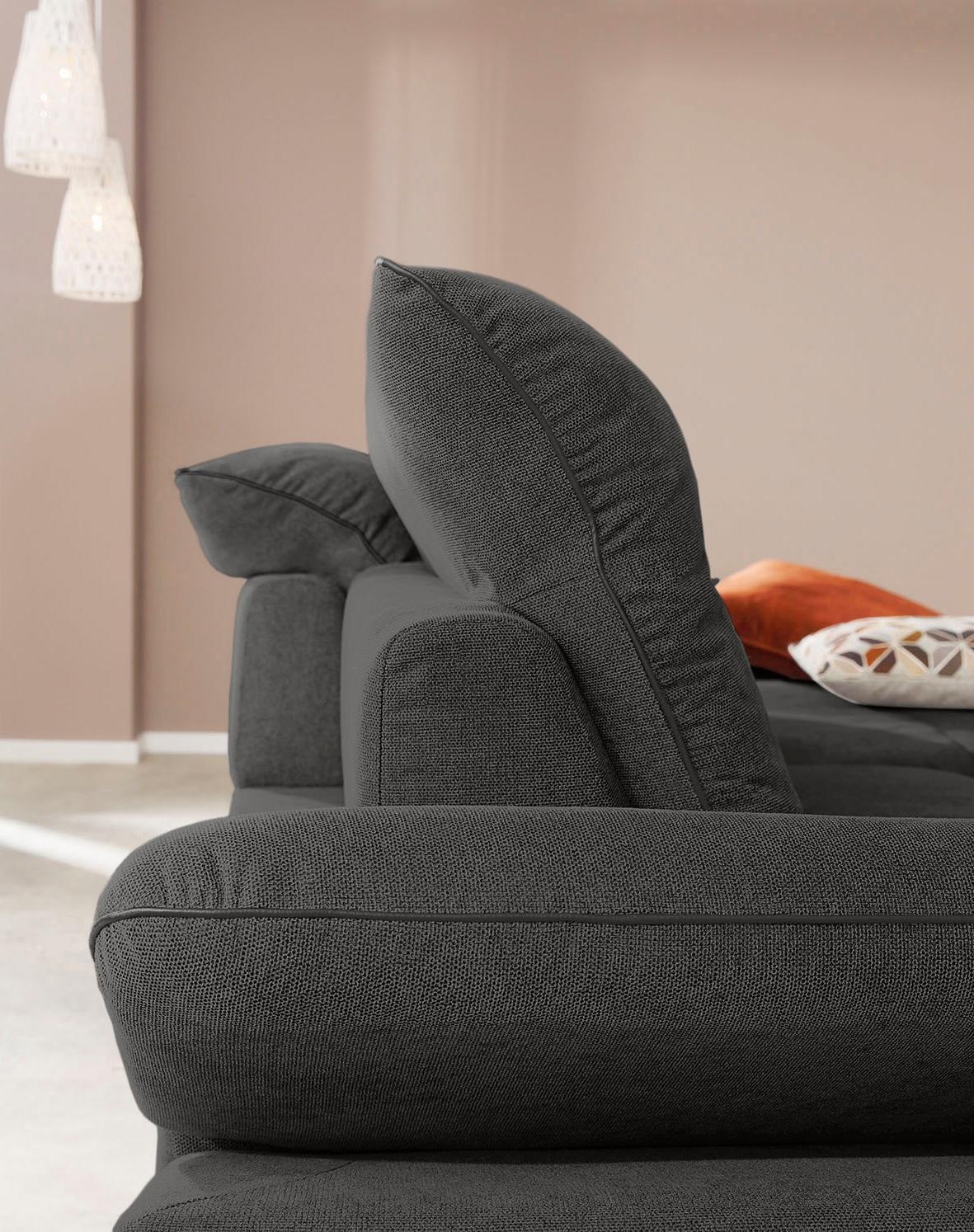 W.SCHILLIG Ecksofa »enjoy&MORE, mit tollem Sitzkomfort, elegant und bequem, L-Form«, mit Sitztiefenverstellung, Füße silber matt, Breite 294 cm