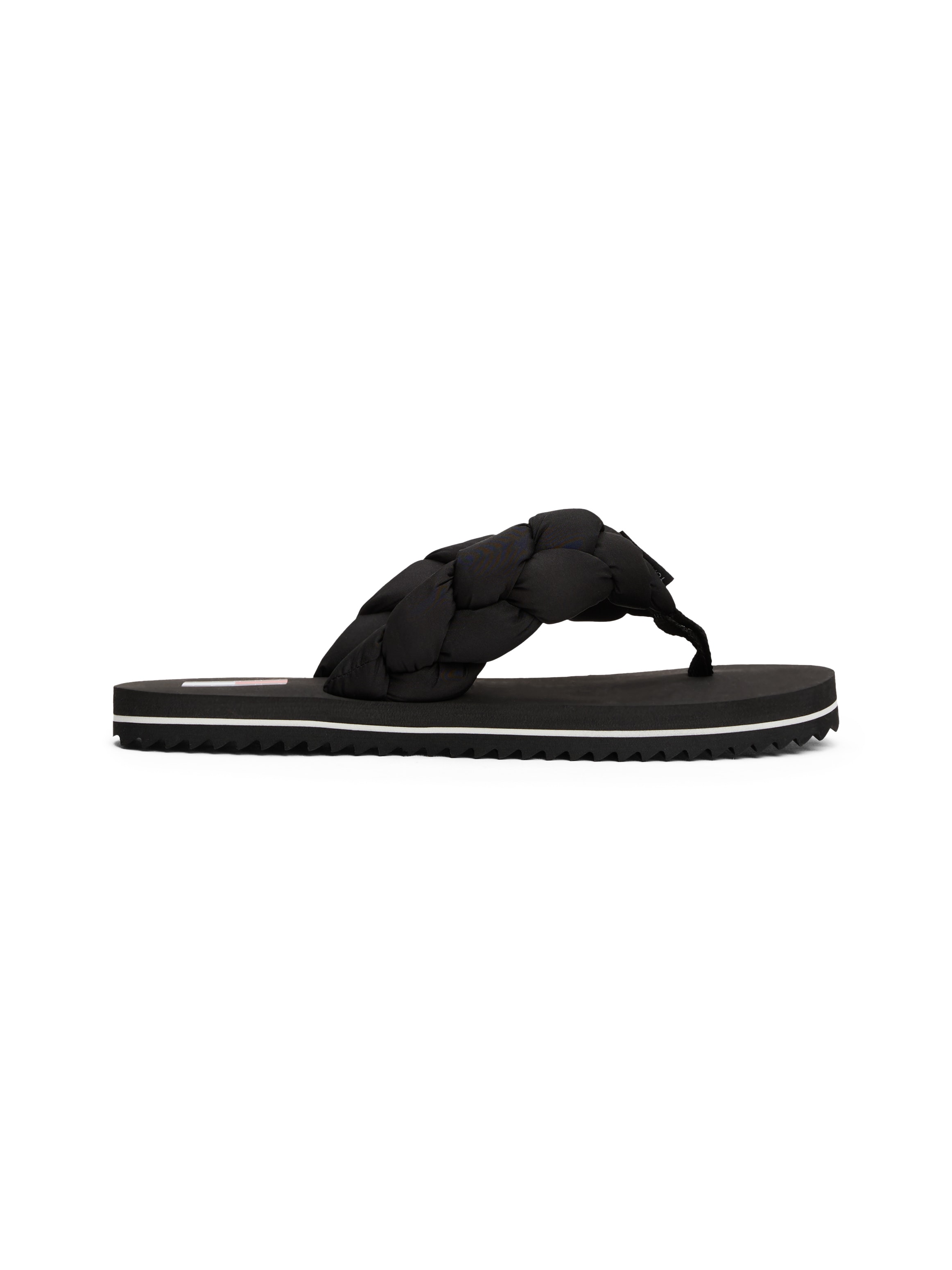 Tommy Jeans Zehentrenner »BRAIDED THONG BEACH SANDAL«, Dianette, Sommerschuh mit geflochtener, wattierter Bandage