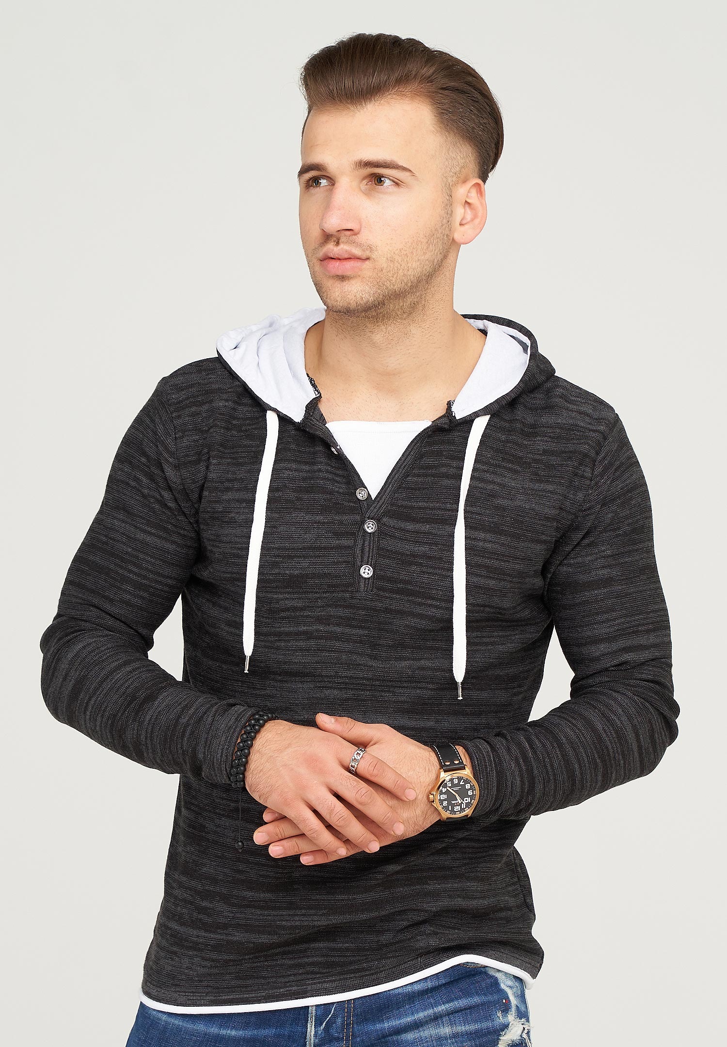 behype Kapuzensweatshirt "JOSHA", in melierter Optik günstig online kaufen