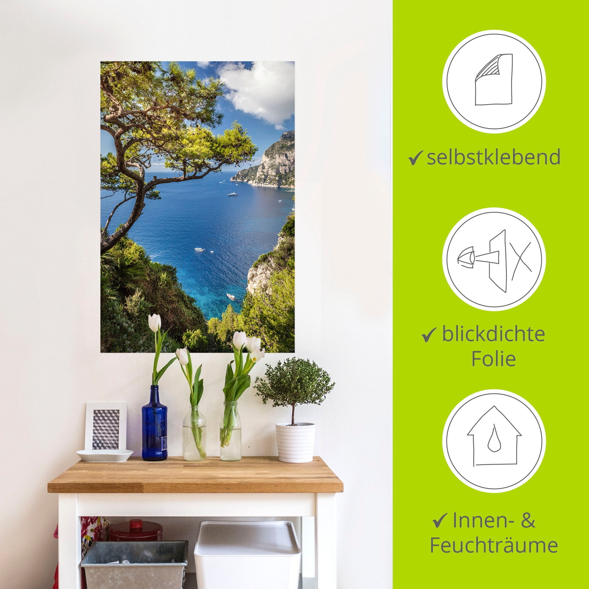 Artland Wandbild »Punta de Masullo, Insel Capri, Italien«, Meer Bilder, (1 St.), als Alubild, Outdoorbild, Leinwandbild, Poster, Wandaufkleber