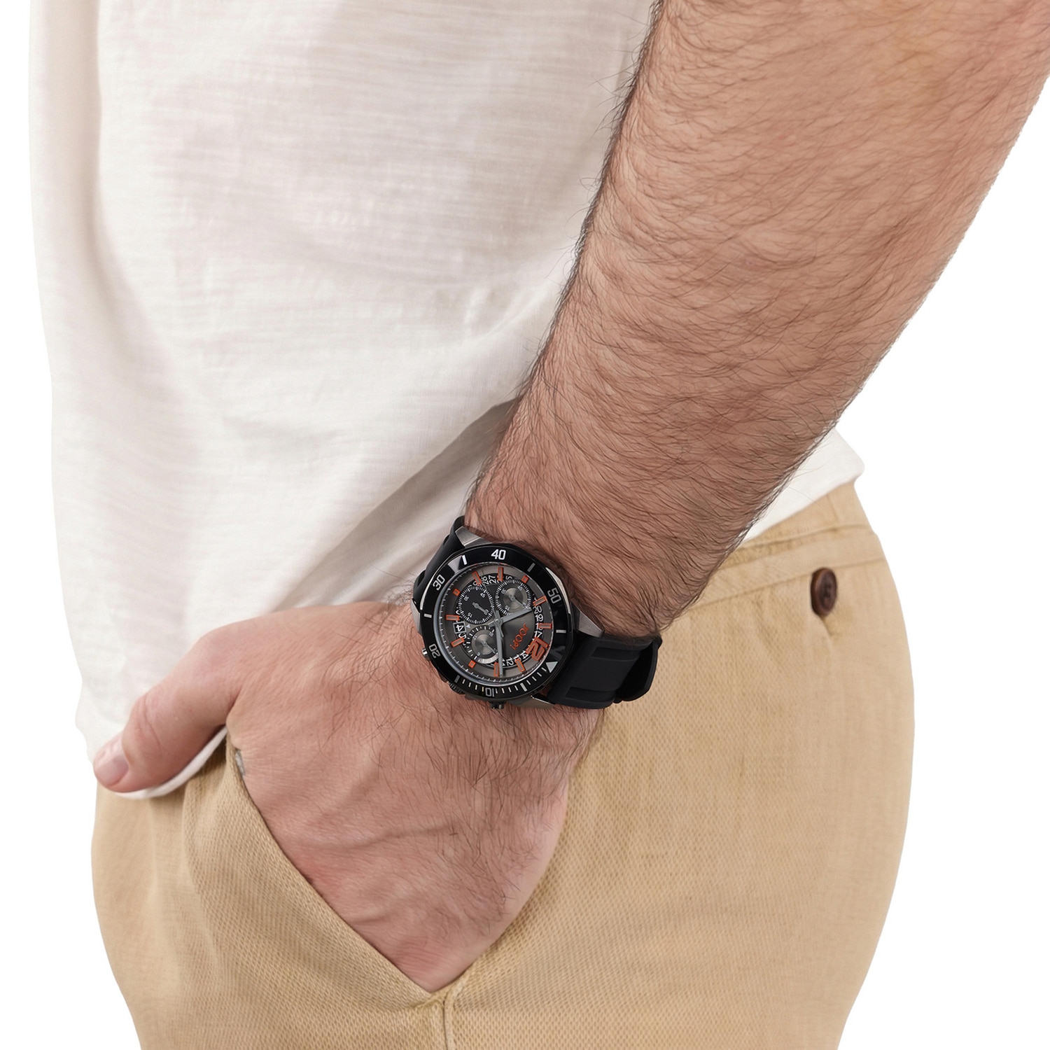 JOOP! Chronograph Quarzuhr, Armbanduhr, Herrenuhr, Silikonarmband, analog, Jahr, Monat