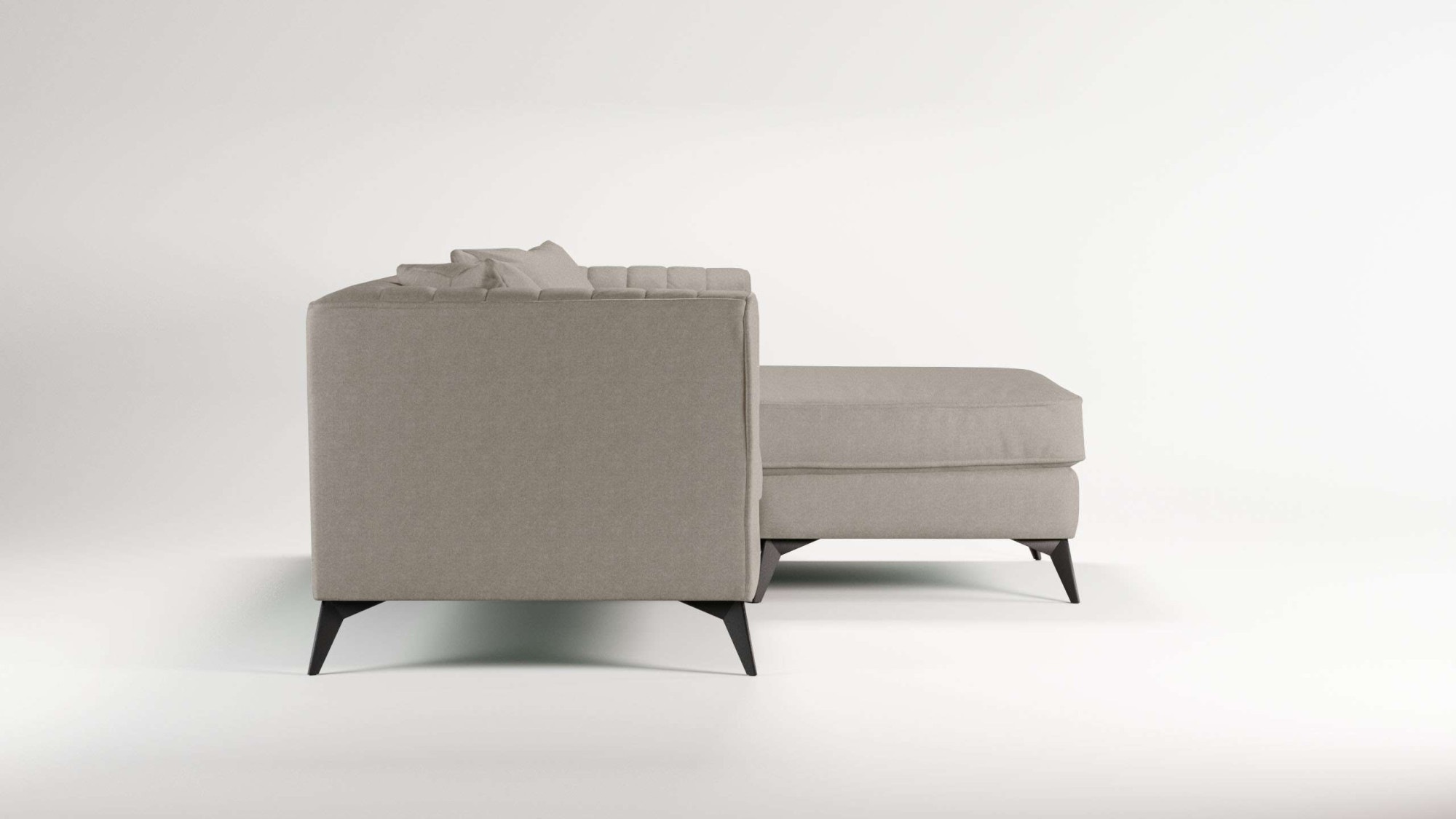 Places of Style Ecksofa »MATTHEW L-Form ideal für kleine Räume, Maße B/T/H: 201/162/74 cm«, elegantes Designsofa, feine Steppung im Rücken, incl. Zierkissen
