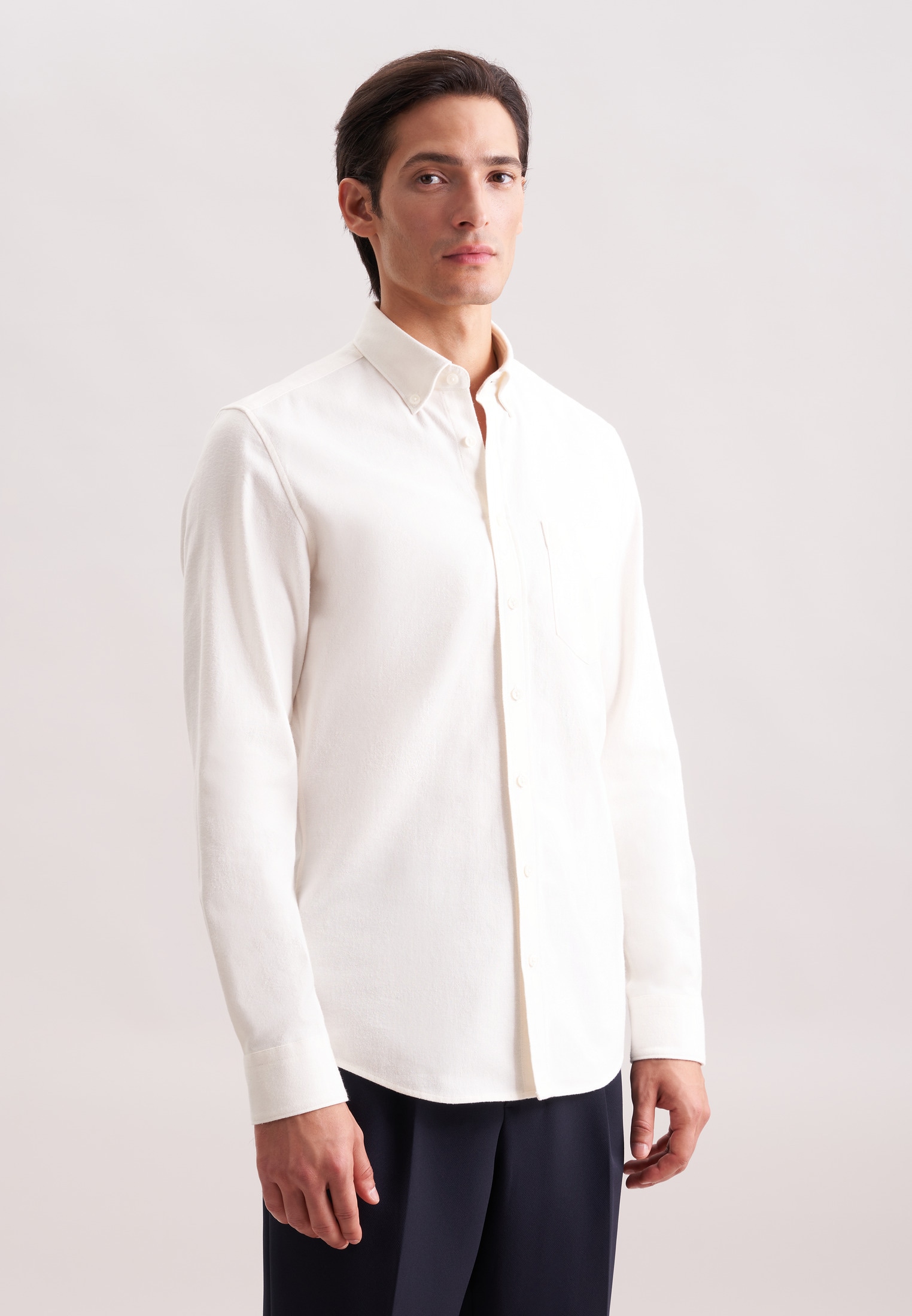 seidensticker Flanellhemd, Slim 1/1 Button-Down-Kragen Uni günstig online kaufen