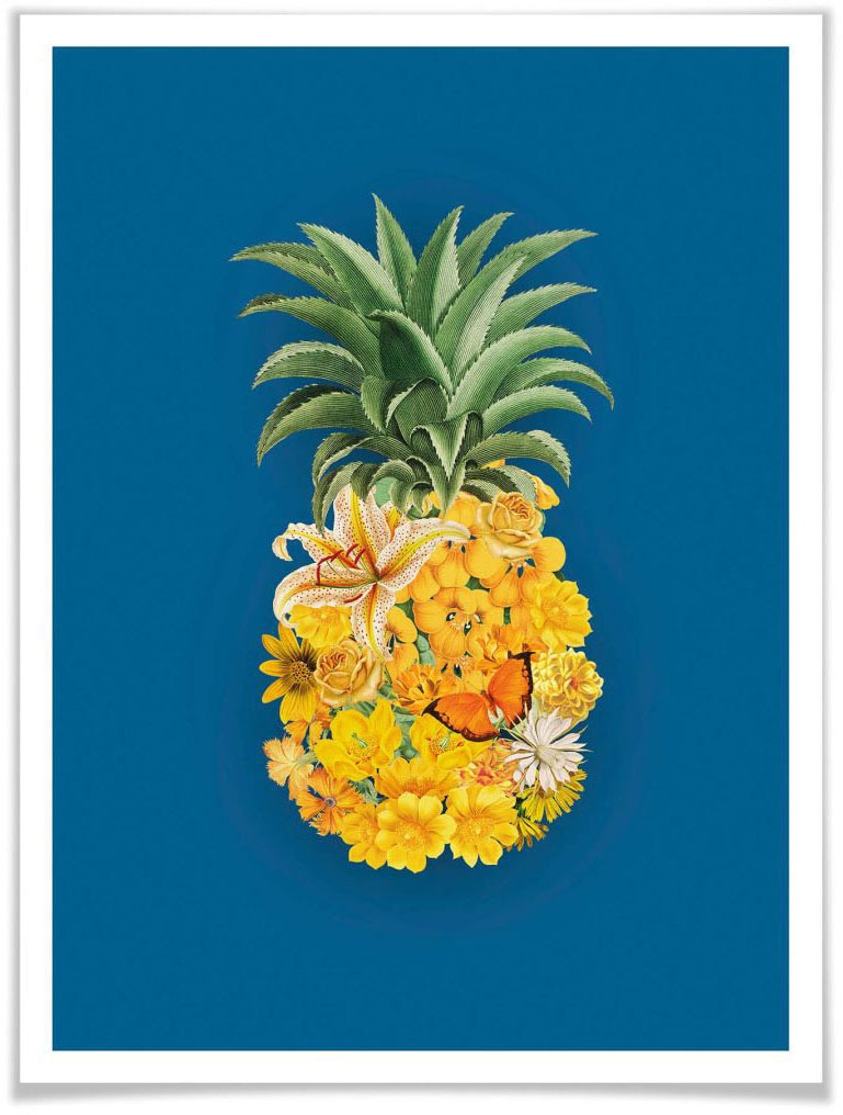 Wall-Art Poster »Ananas Blume Blau«, Blumen, (1 St.) kaufen | BAUR | Bilder