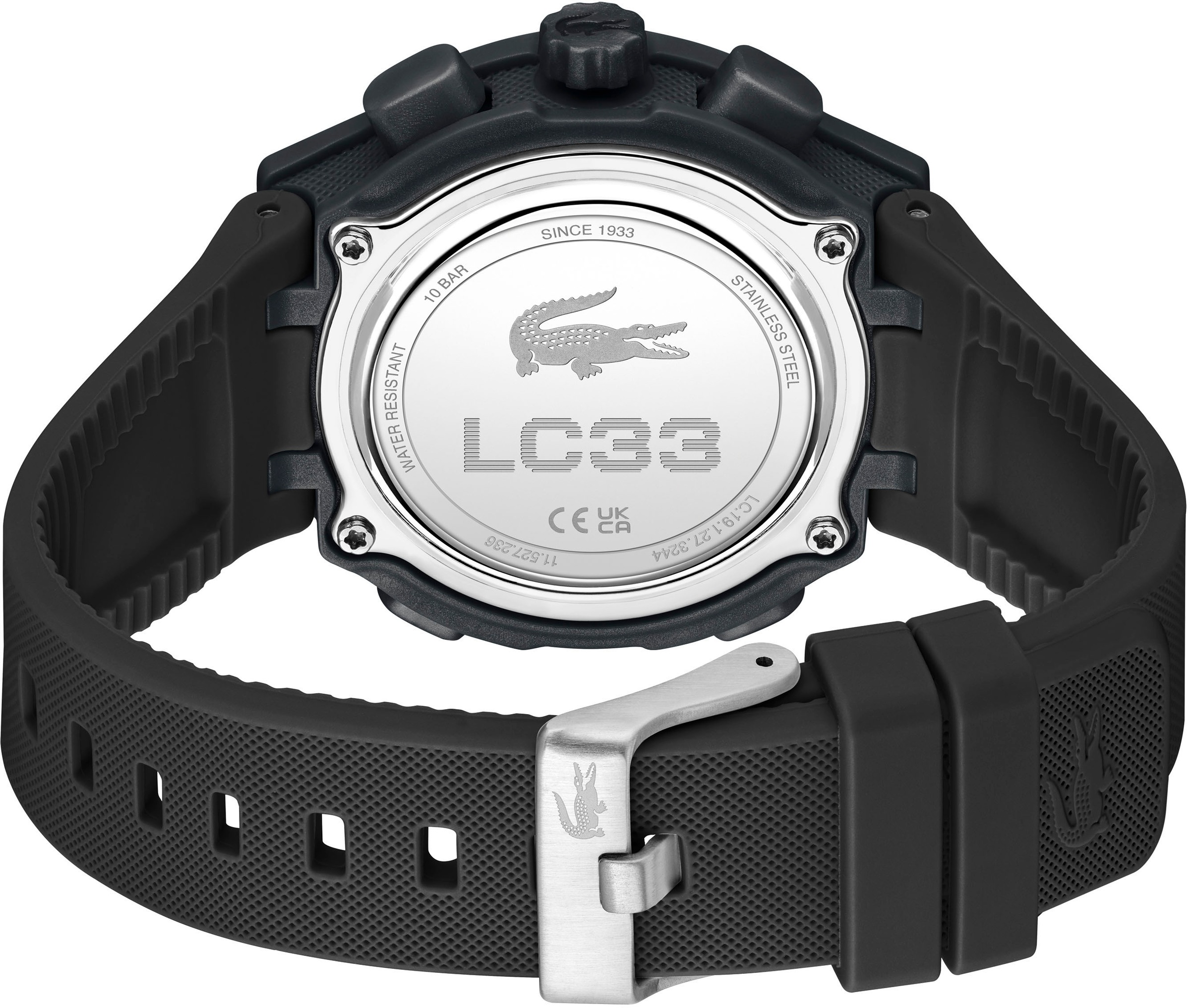 Lacoste Quarzuhr »LC33«, Armbanduhr, Damenuhr, Silikonarmband, analog, digital, Stoppfunktion
