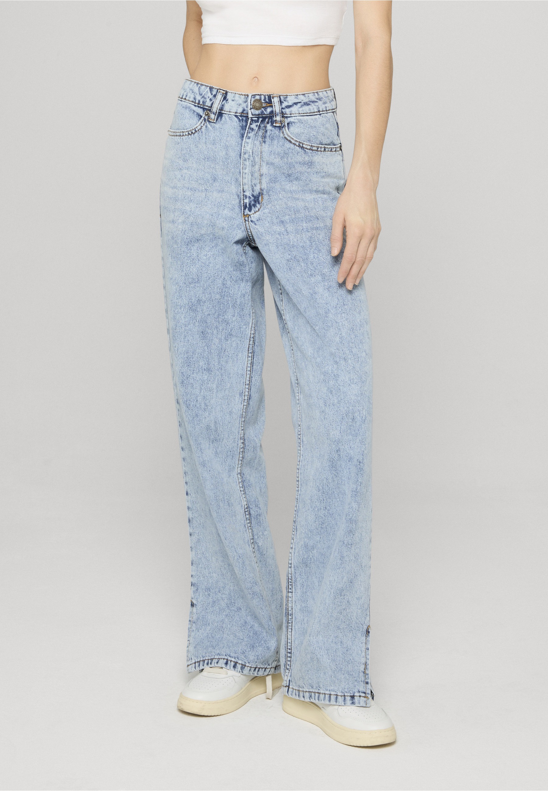 URBAN CLASSICS Bequeme Jeans »Urban Classics Damen Ladies Wide Leg Slit Denim«