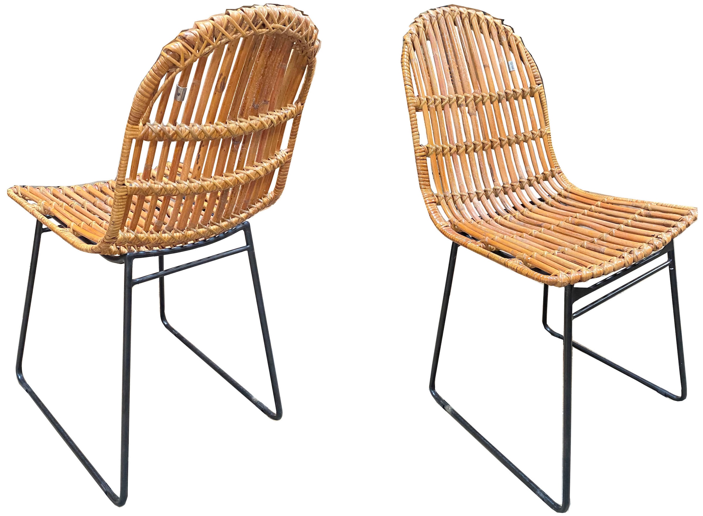 SIT Rattanstuhl "Sitges 2er-Set mit Rattan-Sitzschale und schwarzem Metallgestell" (Set) 2 Stk.Stuhl-Set mit natürlicher Rattan-Sitzschale und modernem Kufengestell