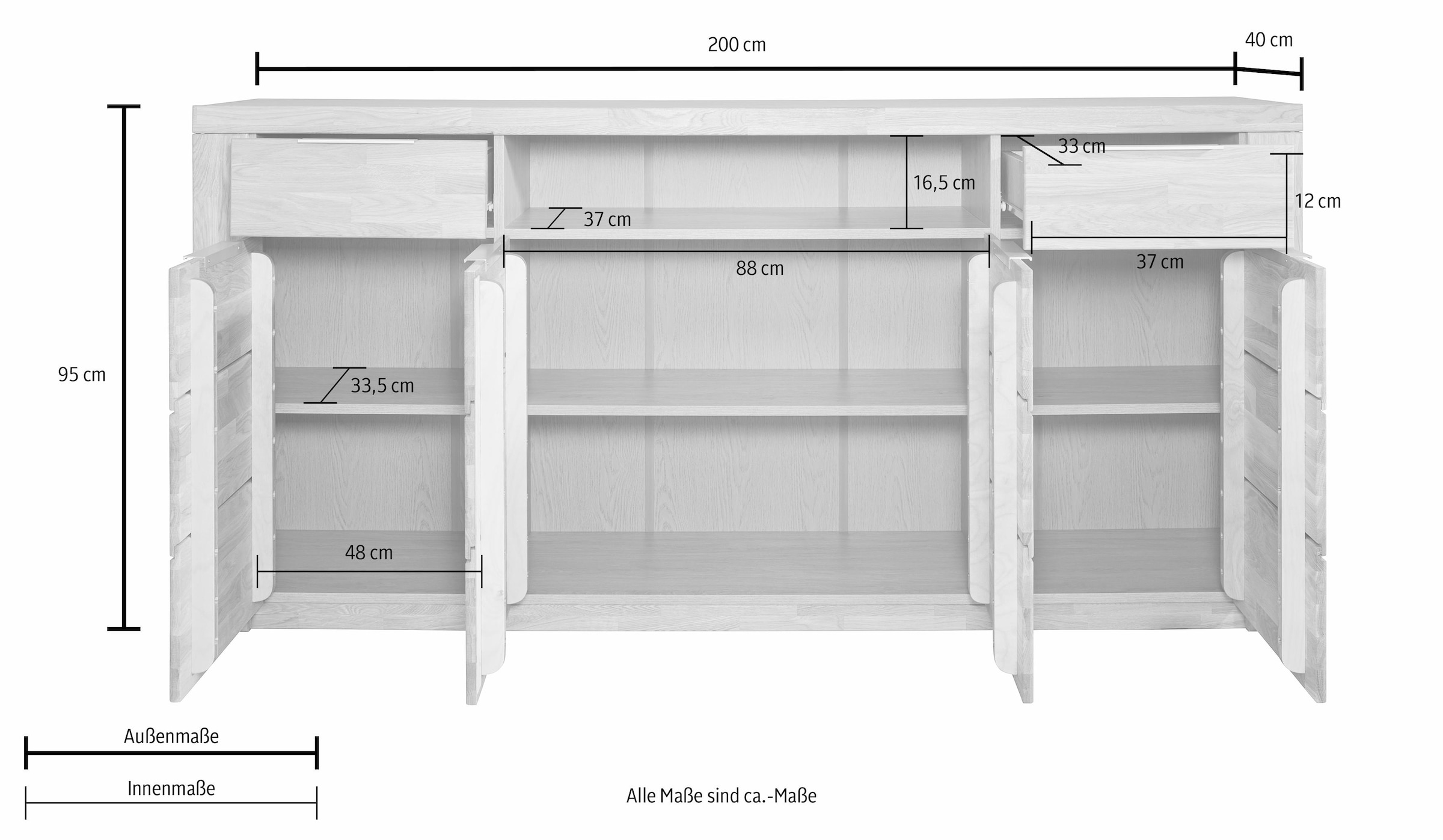 Home affaire Sideboard »Zara«, Breite 200 cm