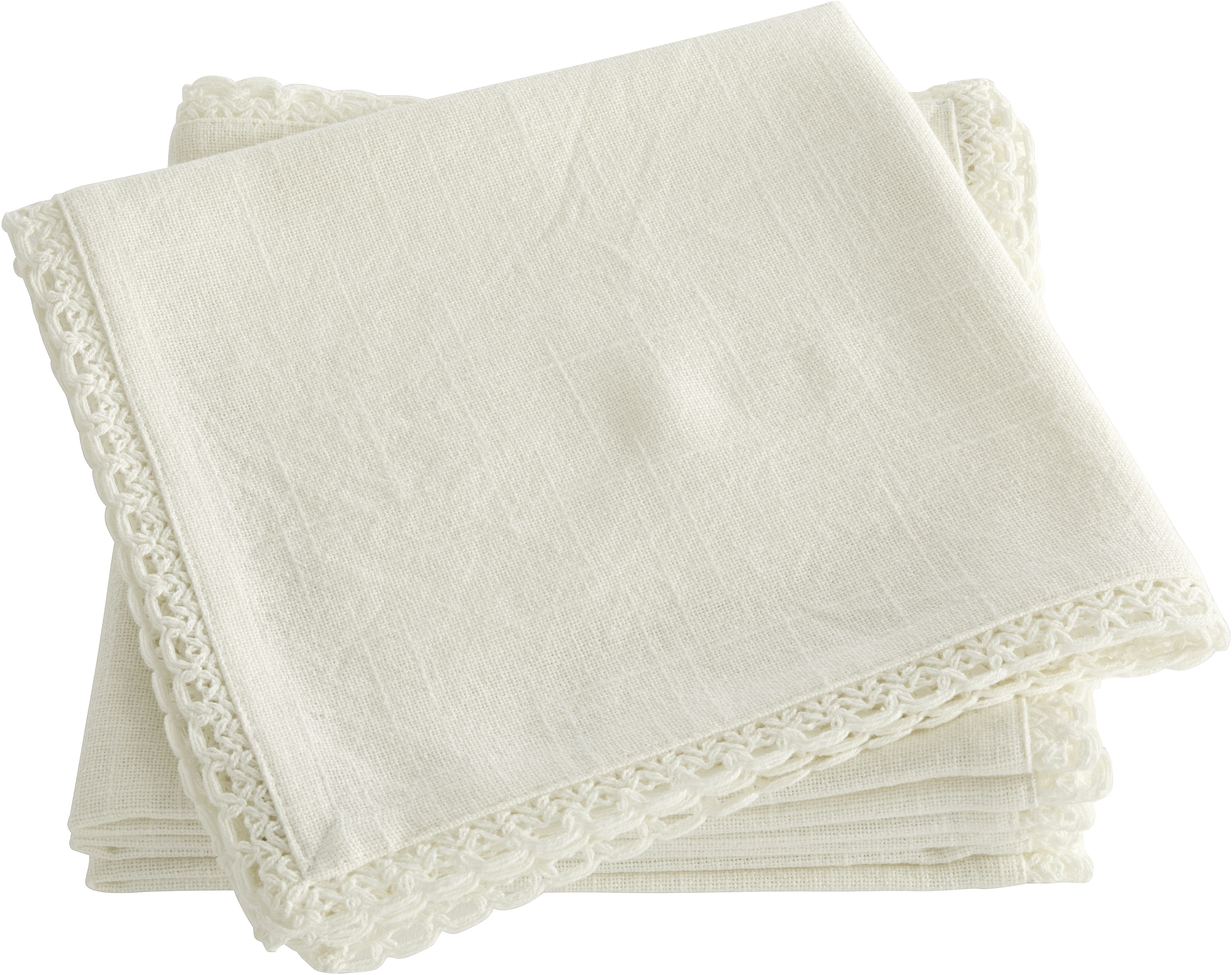 OTTO home Stoffserviette "Elyna" uni, mit Spitze, weiche Haptik, 45x45 cm, Leinenoptik, 100% Baumwolle