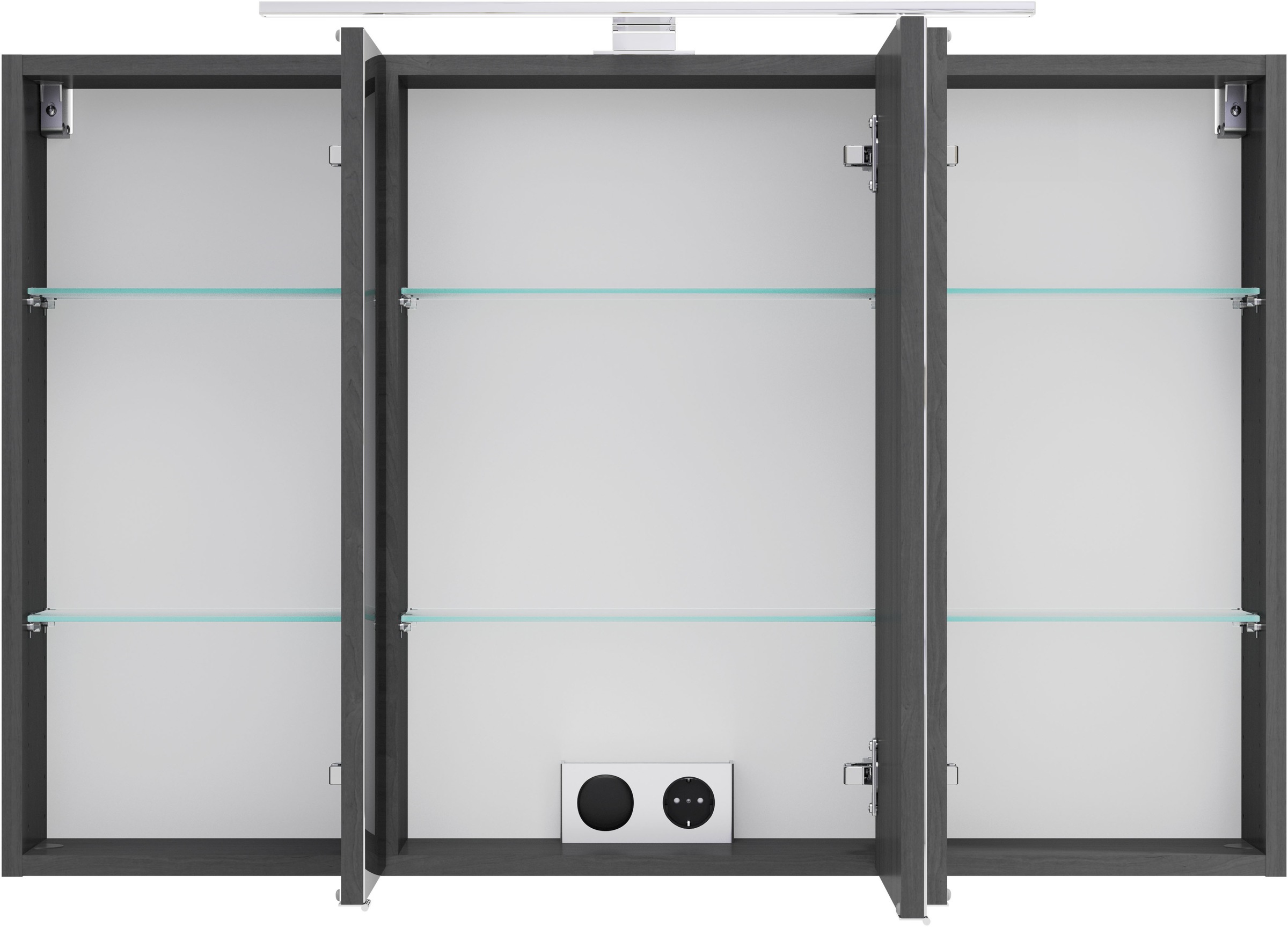 OTTO home Spiegelschrank »BOZEN, 3D-Spiegelschrank 100 cm« Inklusive LED-Aufbauleuchte, Steckdose und Schalter