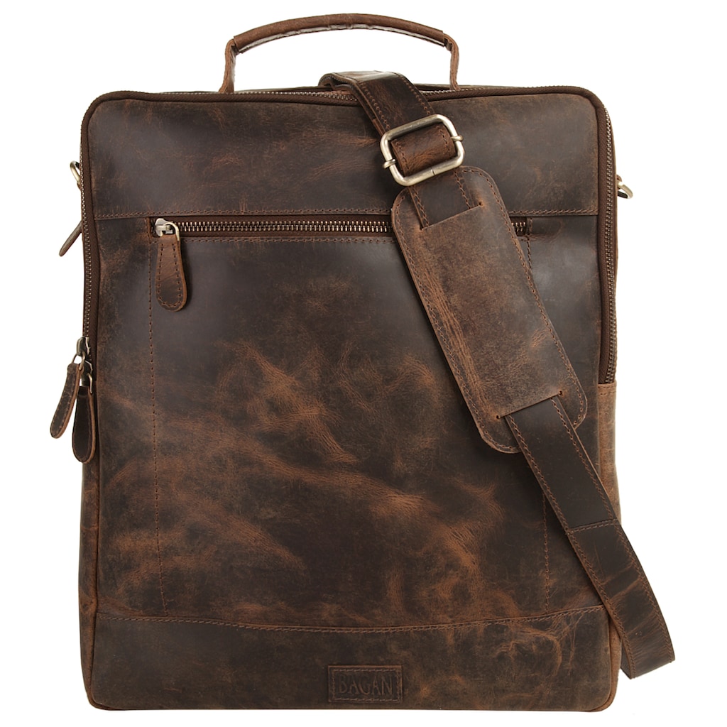 Bagan Laptoprucksack echt Leder