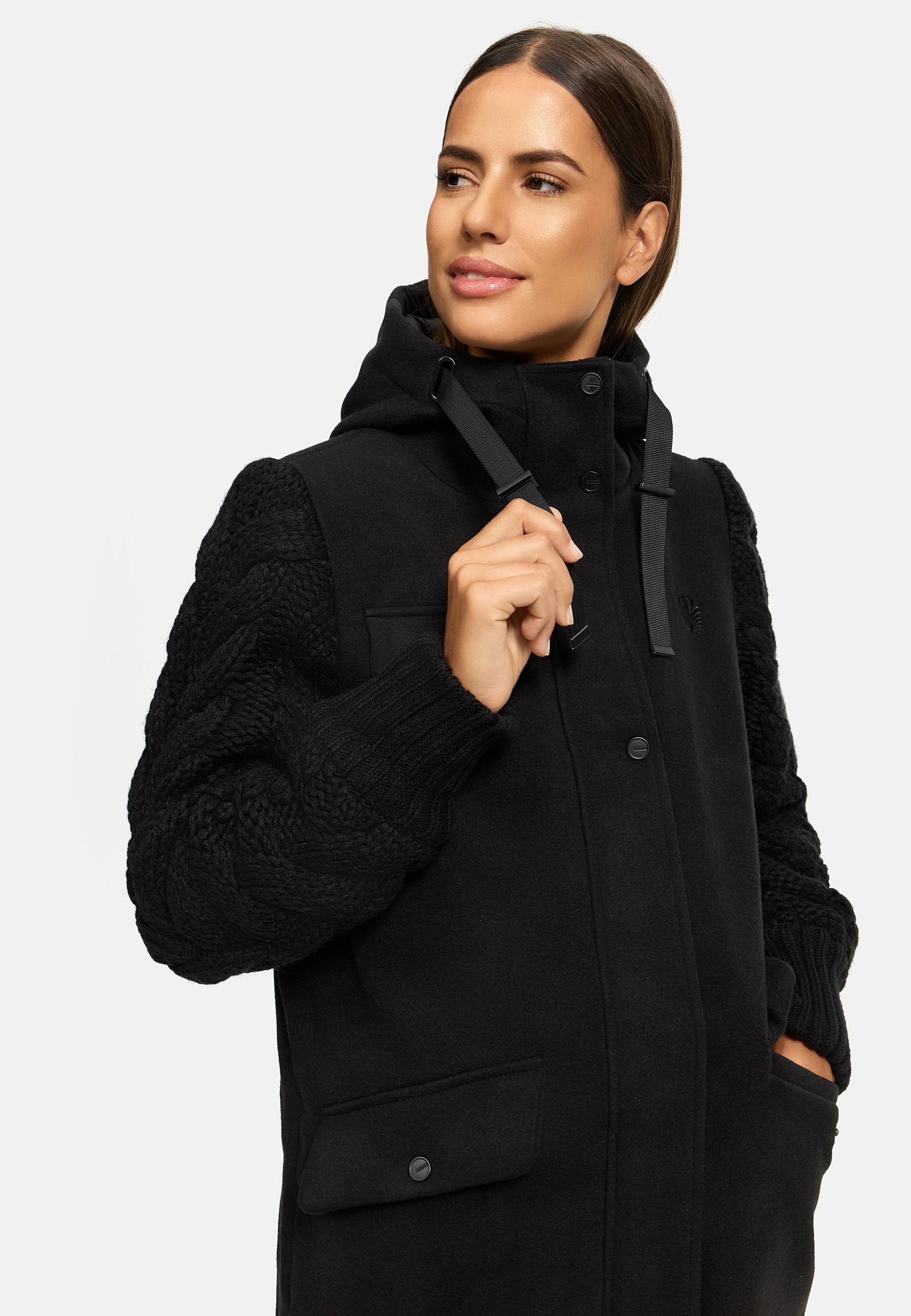 Navahoo Kurzmantel »Knit Babe 14«, Weicher Übergangsmantel mit gestrickten Ärmeln