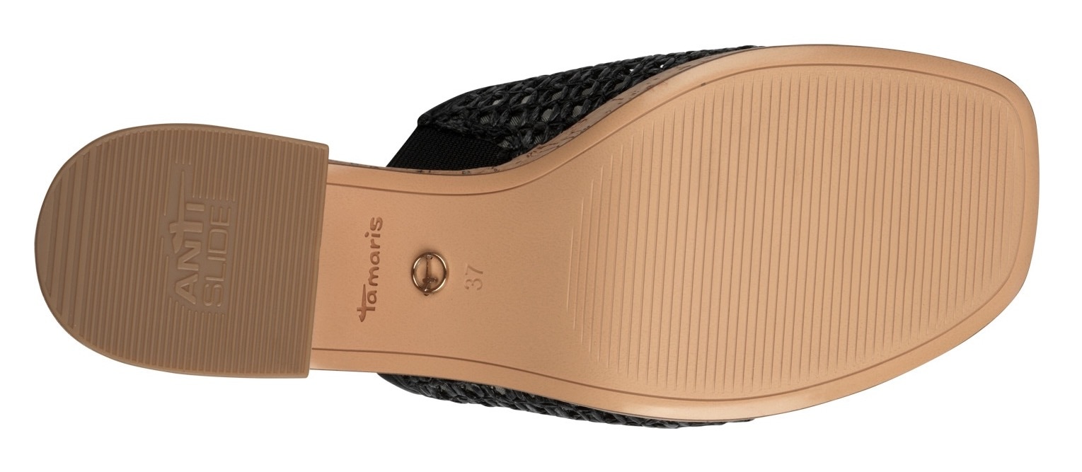 Tamaris Pantolette, Blockabsatz, Plateau, Sommerschuh in Flechtoptik