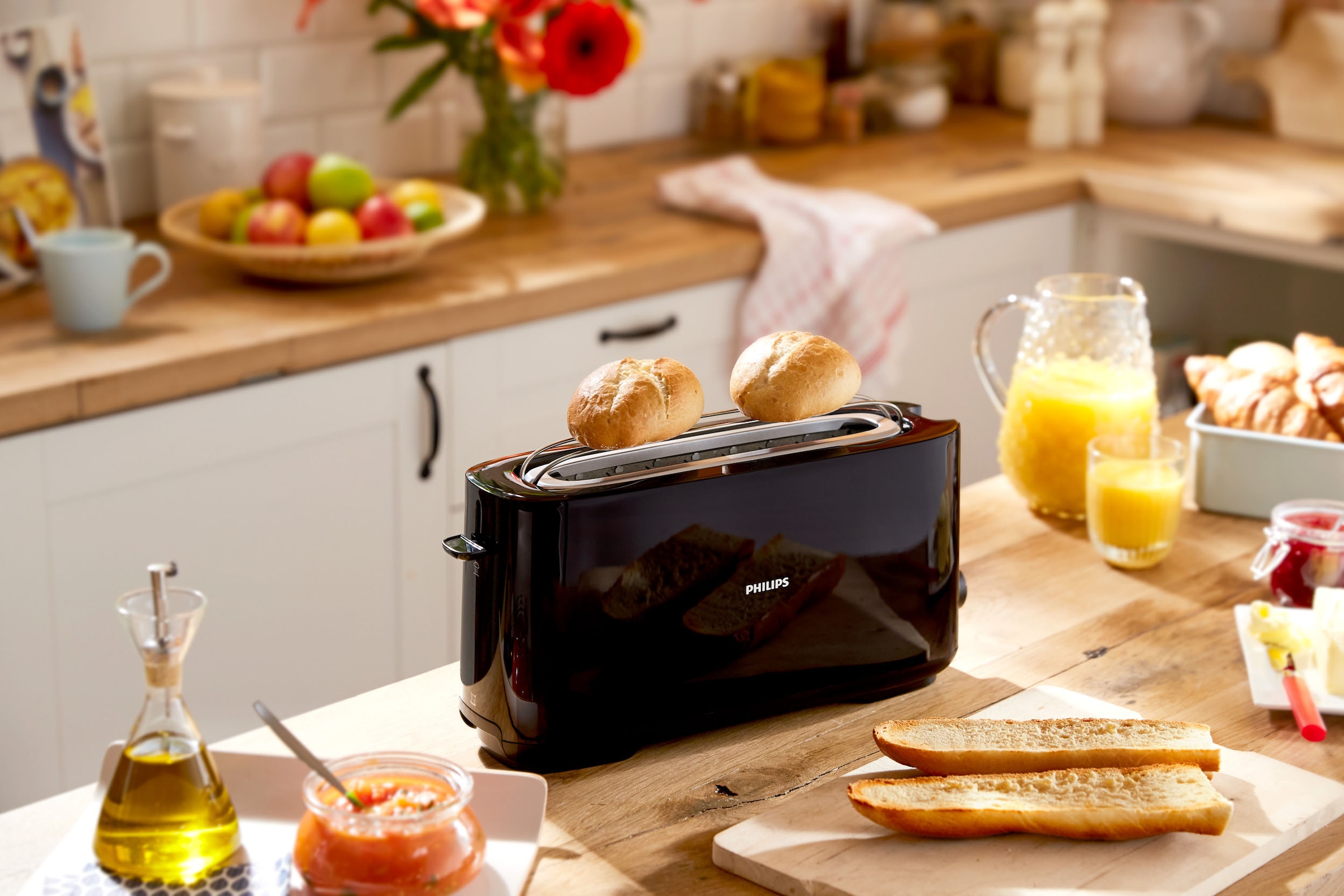 Philips Toaster »HD2590/90«, 1 langer Schlitz, für 2 Scheiben, 950 W, mit Aufwärm- und Auftaufunktion