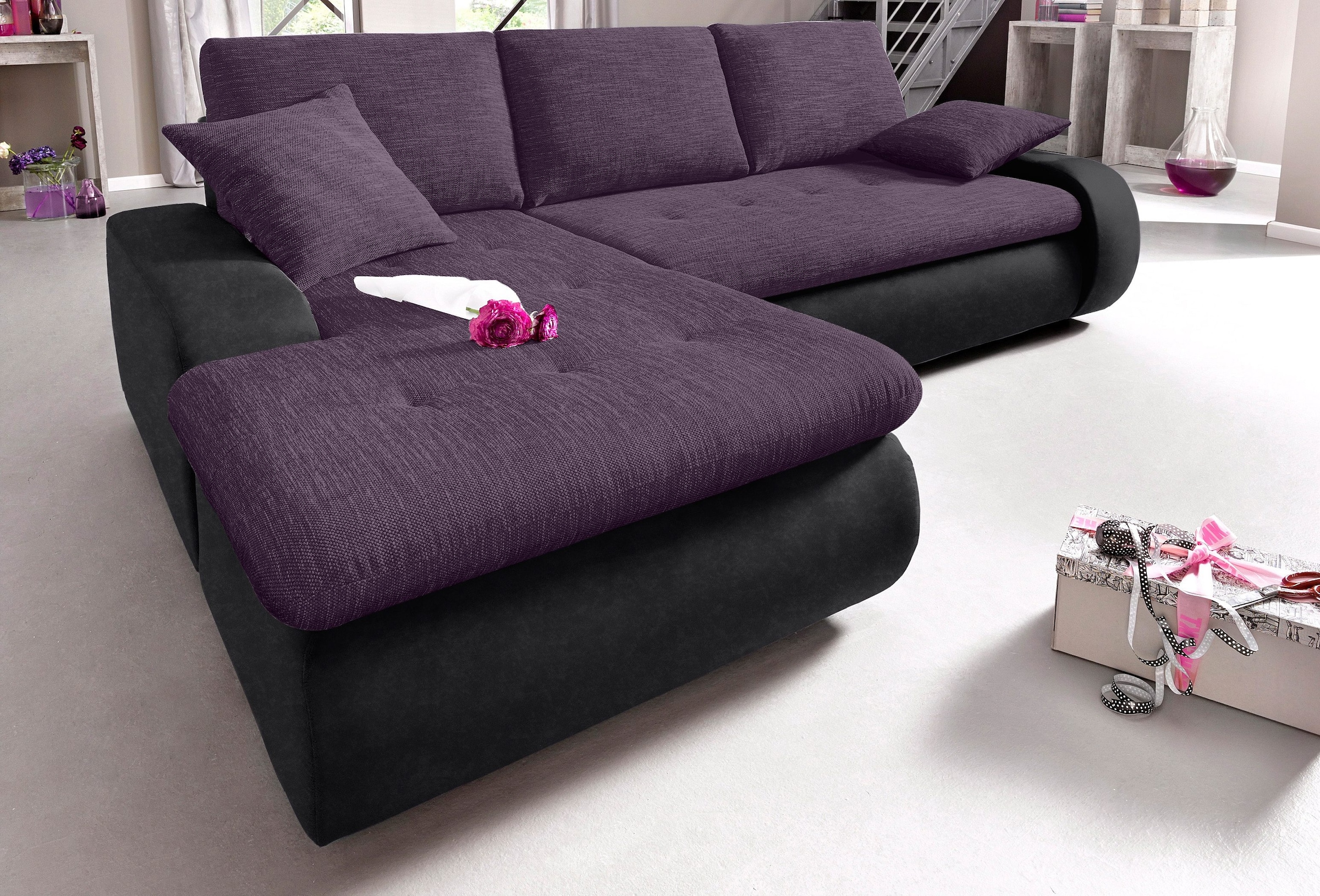TRENDMANUFAKTUR Ecksofa »Indie, modern und bequem, Materialmix, OTTOs Choice, L-Form«, wahlweise XL oder XXL