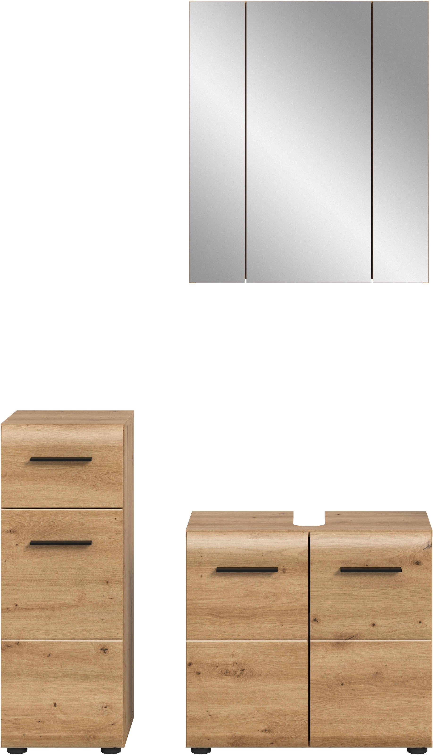INOSIGN Badmöbel-Set »FLORENZ, TOPSELLER!, 3-teilige Badkombination, hochwertige MDF-Front«, (Set, 3 St., best. aus: 1 Unterschrank, 1 Waschbeckenunterschrank, 1 Spiegelschrank), Florenz, Badkombination 3-tlg. Artisan Oak NB, WBU, Spiegelschrank