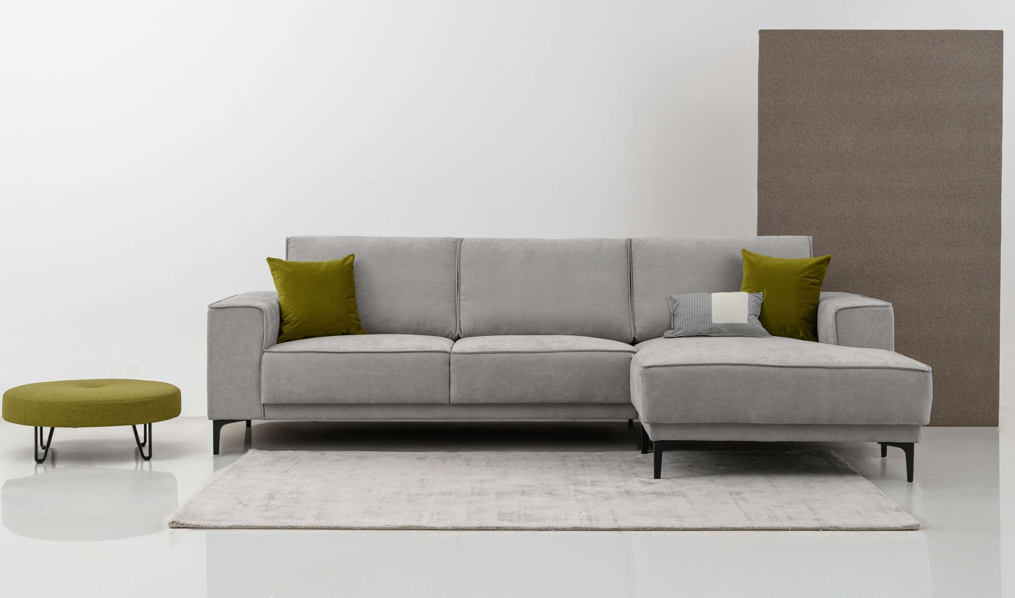 OTTO home Ecksofa "OLAND Struktur fein L-Form, B: 280 cm, Skandi-Design" L-Form, 280 cm, Wellenunterfederung, Skandi-Design, Metallfüße